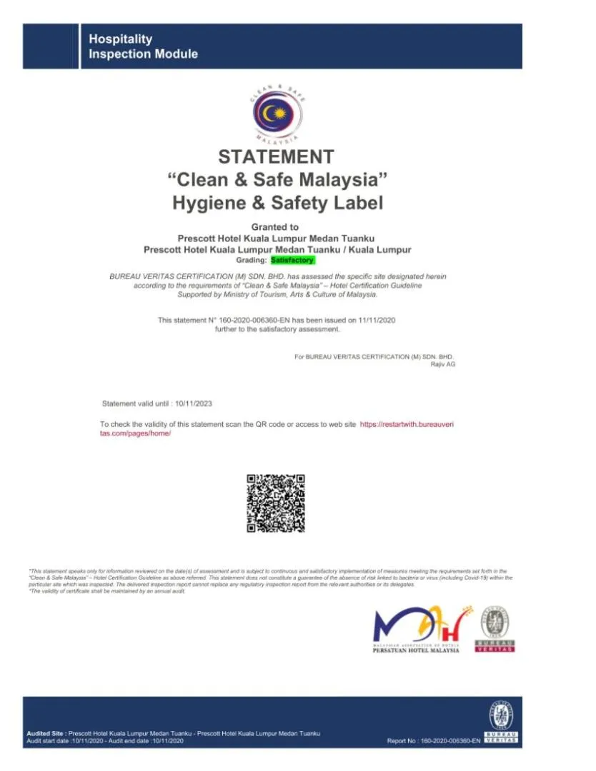 Logo/Certificate/Sign in Prescott Hotel Kuala Lumpur Medan Tuanku