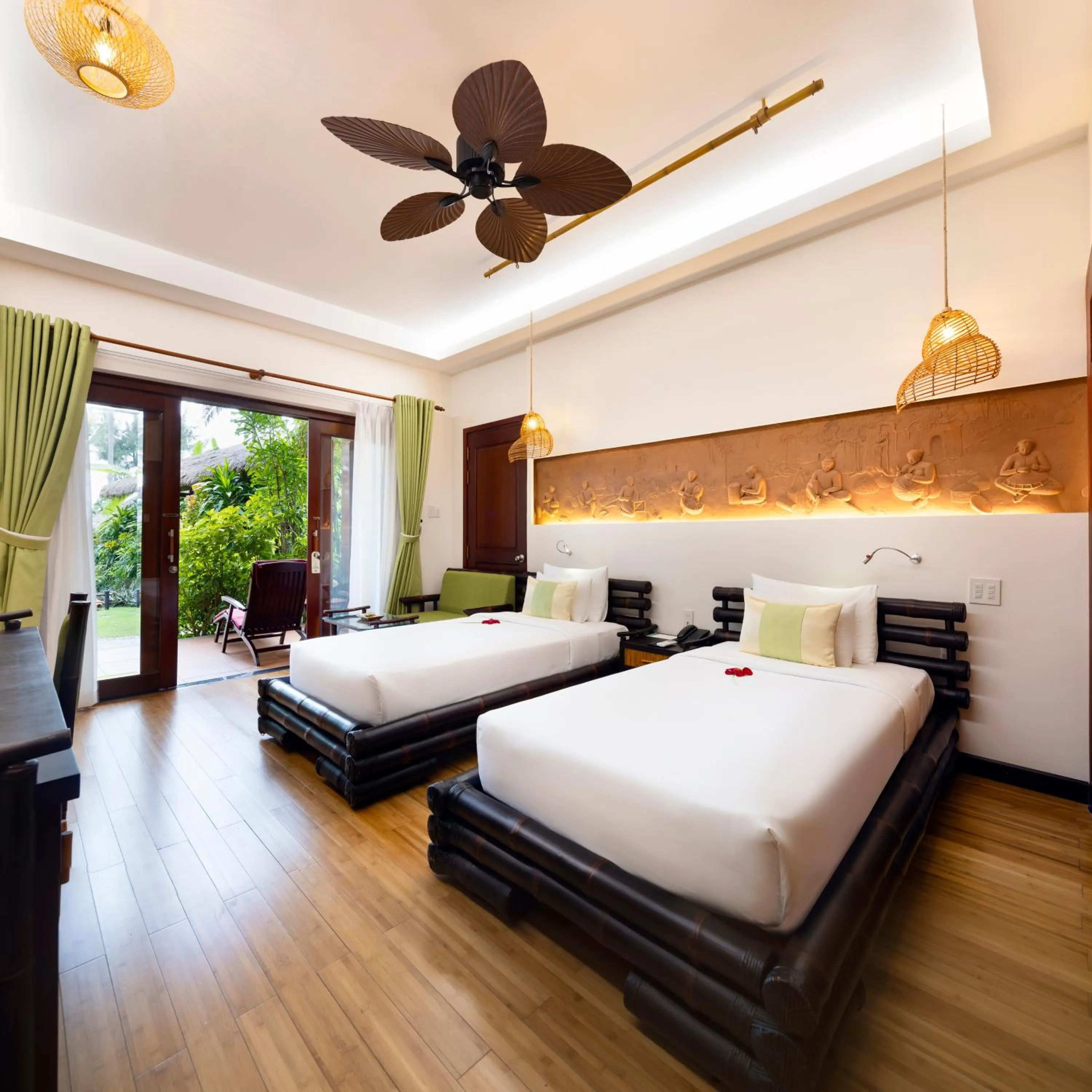 Bed in Bamboo Village Beach Resort & Spa