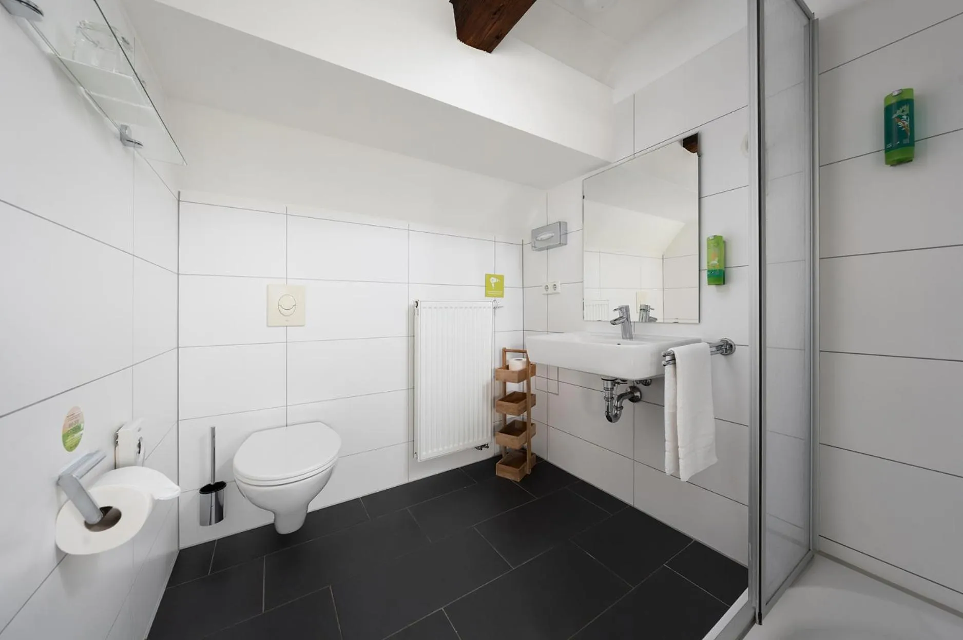 Bathroom in Hotel CampusZwei Komfortable Doppelzimmer & Apartments mit Küche Zentral in Ludwigsburg ideal für Business & Langzeitaufenthalte optional mit Frühstück