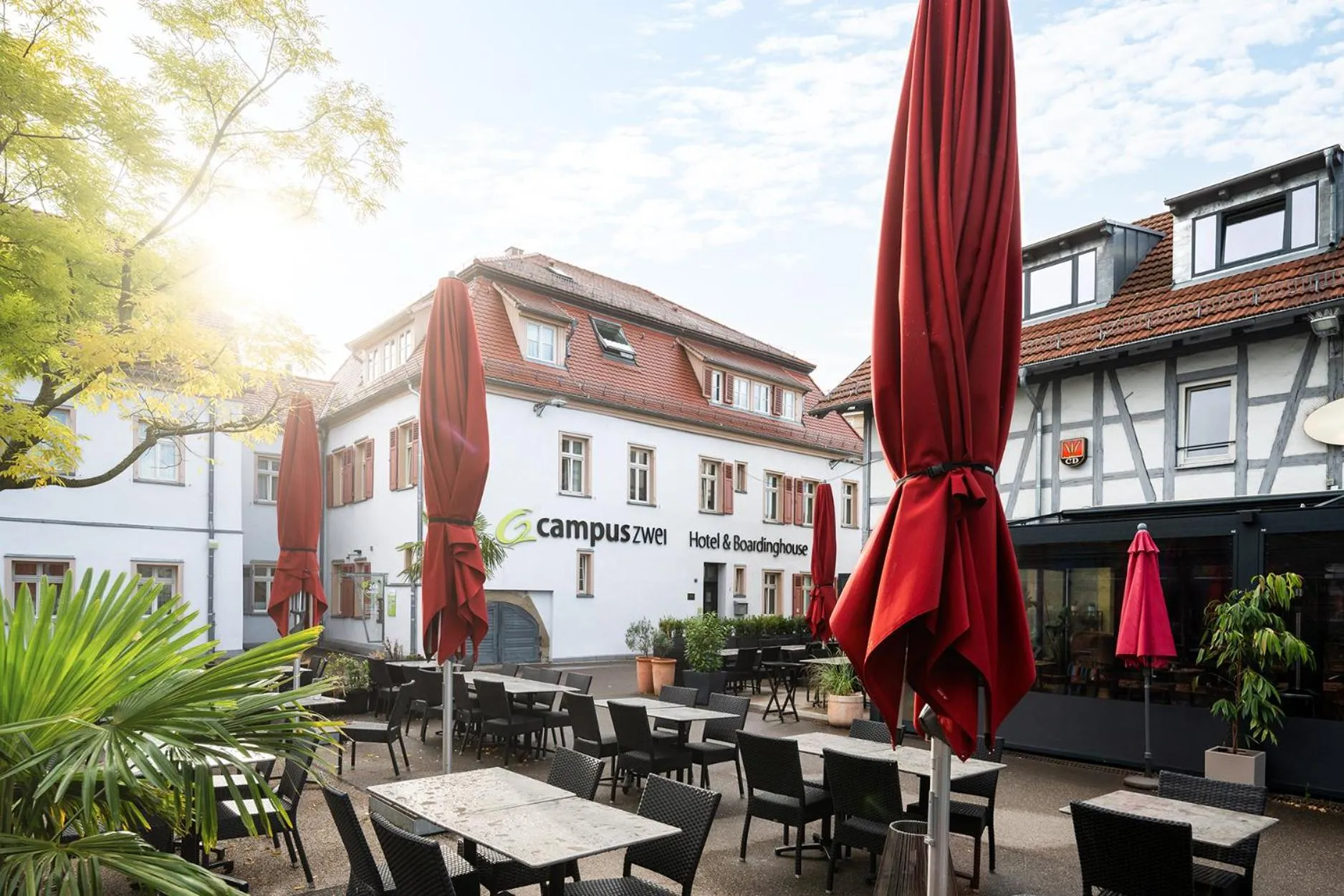 Property building in Hotel CampusZwei Komfortable Doppelzimmer & Apartments mit Küche Zentral in Ludwigsburg ideal für Business & Langzeitaufenthalte optional mit Frühstück