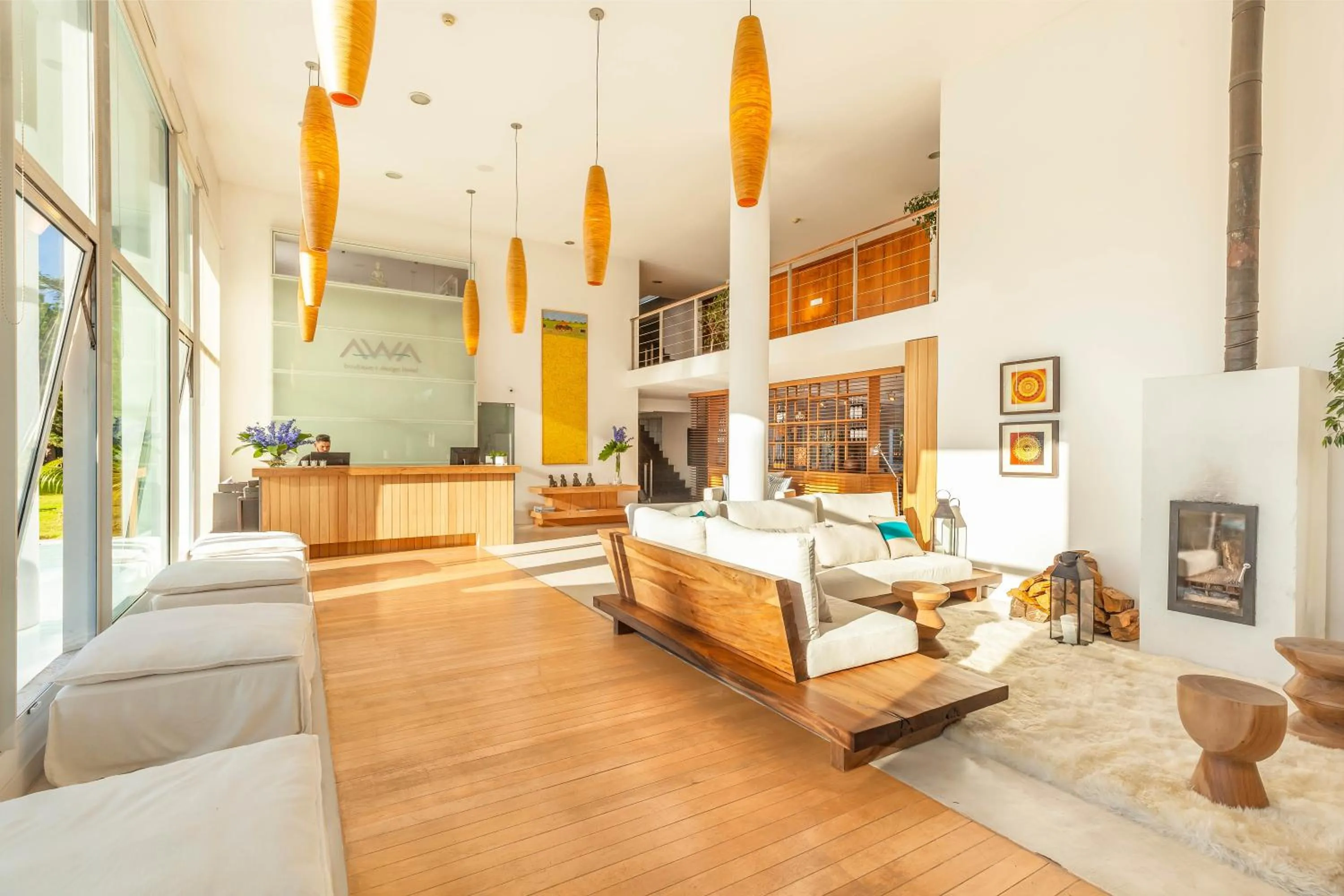 Lobby or reception, Bed in AWA Boutique + Design Hotel