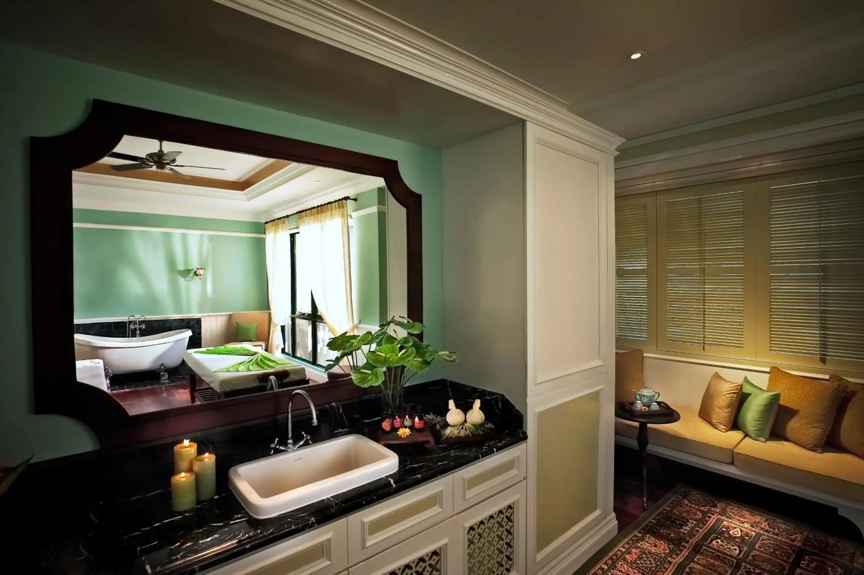Bathroom, Bed in The Majestic Malacca Hotel - Small Luxury Hotels of the World Bathroom, Bed in The Majestic Malacca Hotel - Small Luxury Hotels of the World