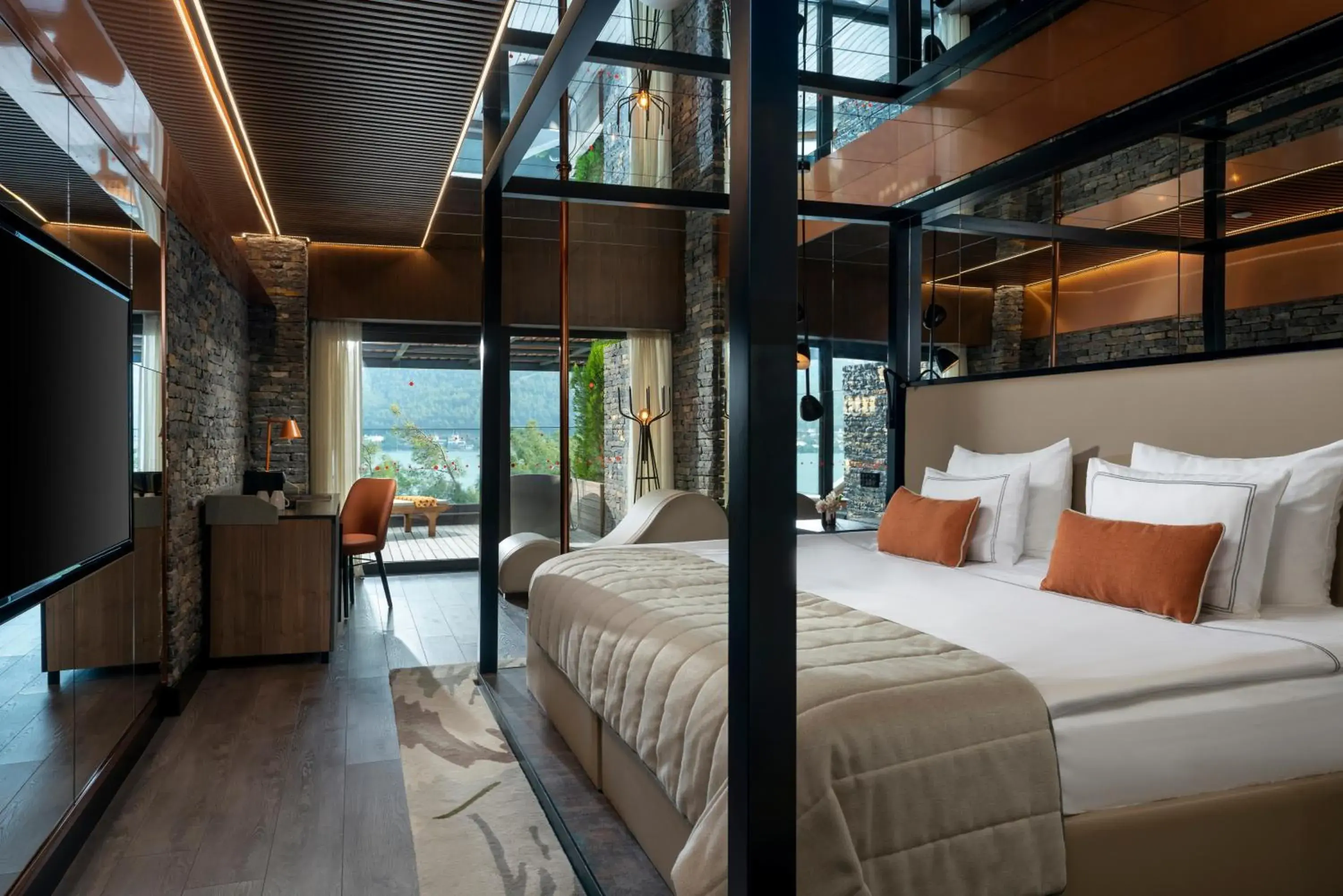 Communal lounge/ TV room, Bed in Lujo Hotel Bodrum Communal lounge/ TV room, Bed in Lujo Hotel Bodrum