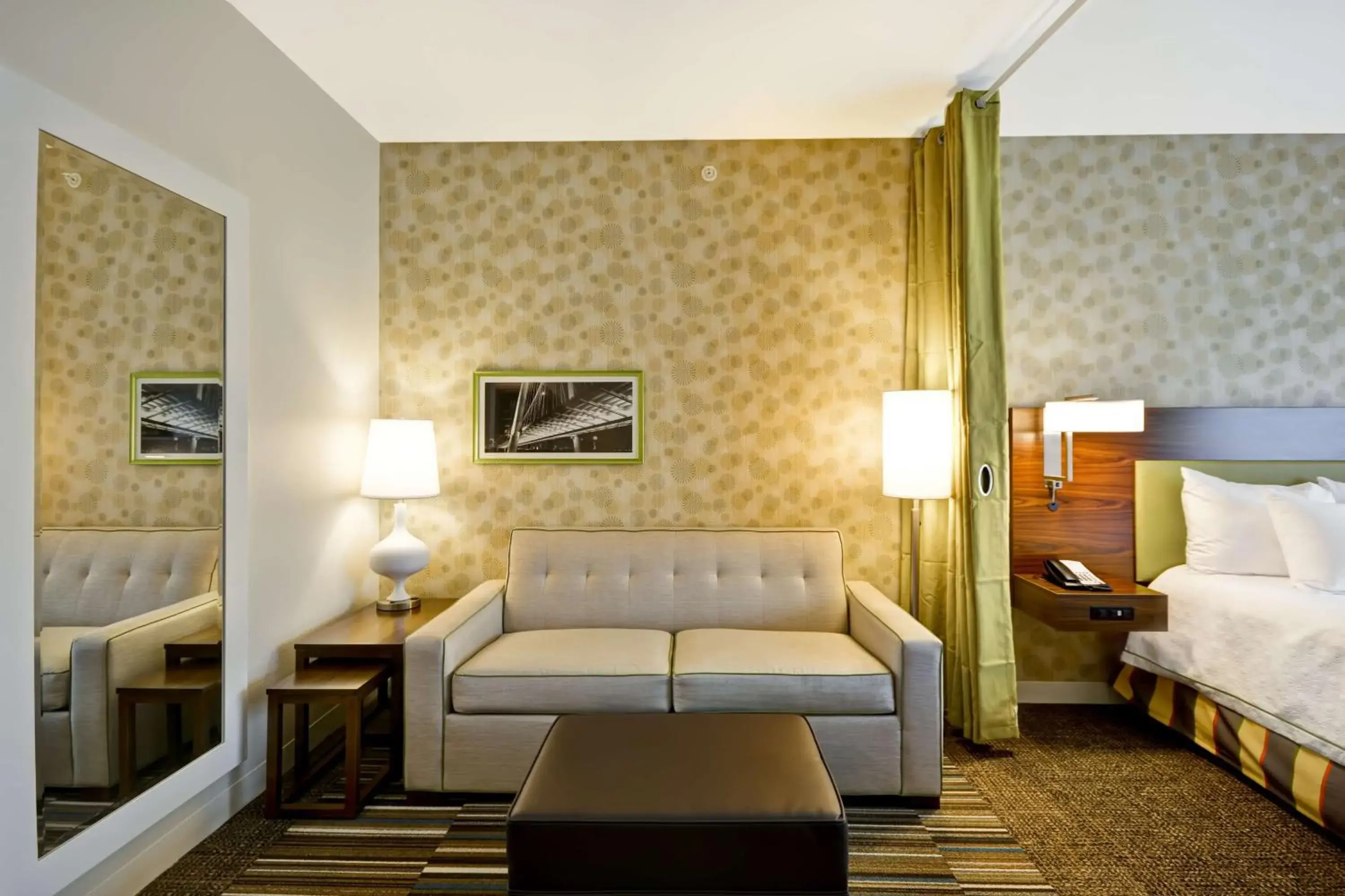 Living room, Bed in Home2 Suites by Hilton Dallas Downtown at Baylor Scott & White Living room, Bed in Home2 Suites by Hilton Dallas Downtown at Baylor Scott & White