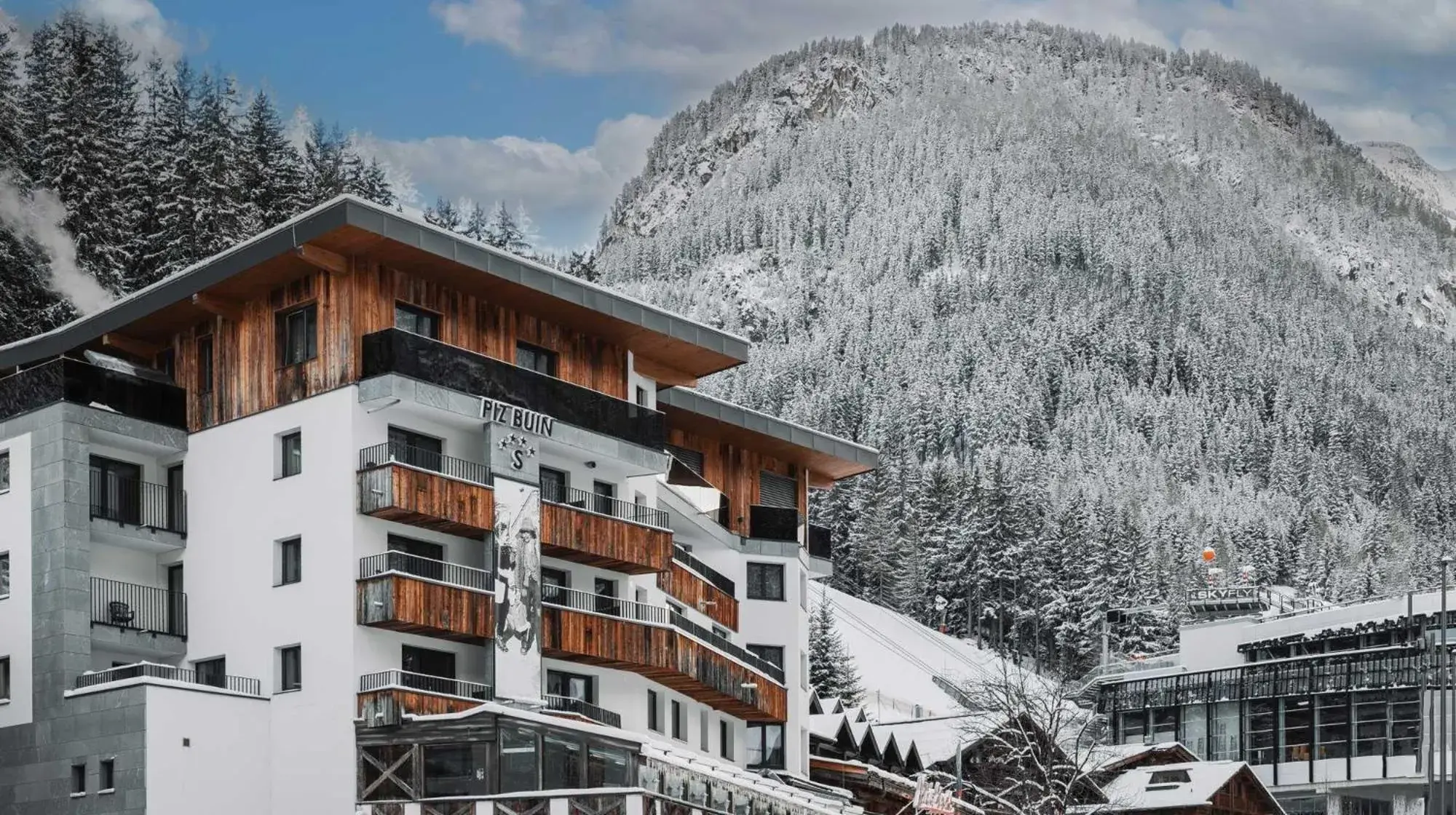 Property building, Winter in Hotel Piz Buin