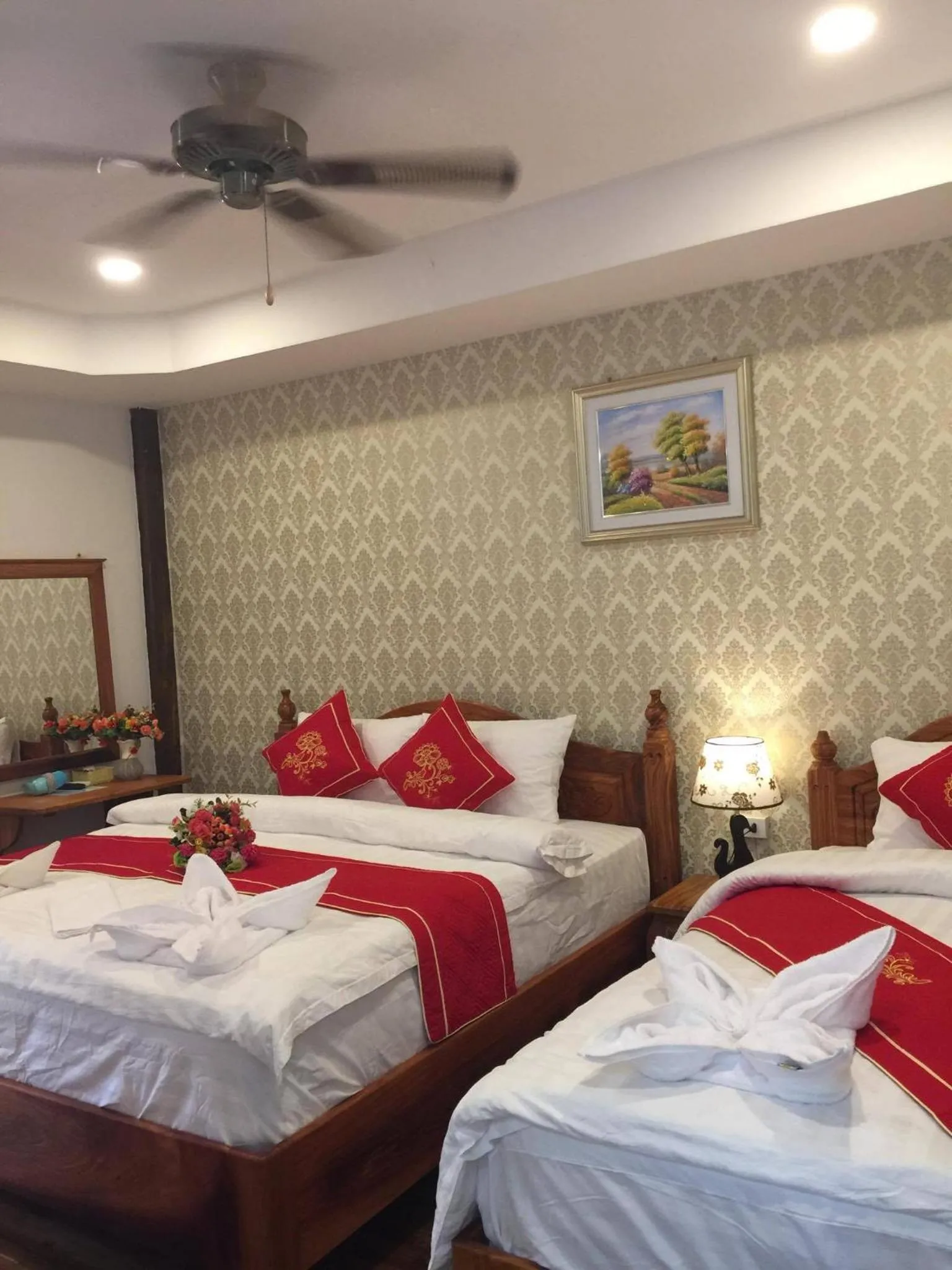 Bed in Golden Lotus Namkhan View