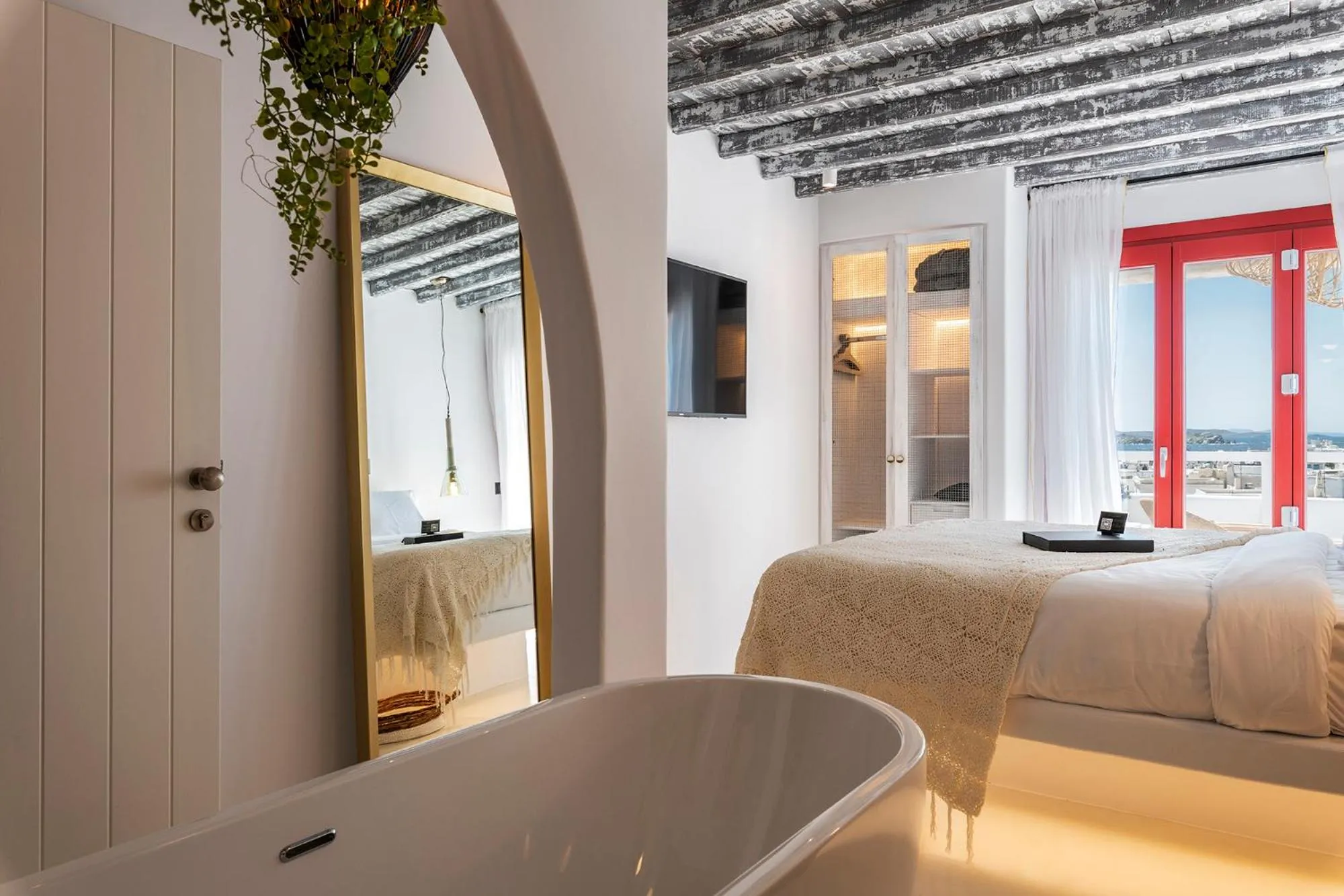 Bed in The TownHouse Mykonos