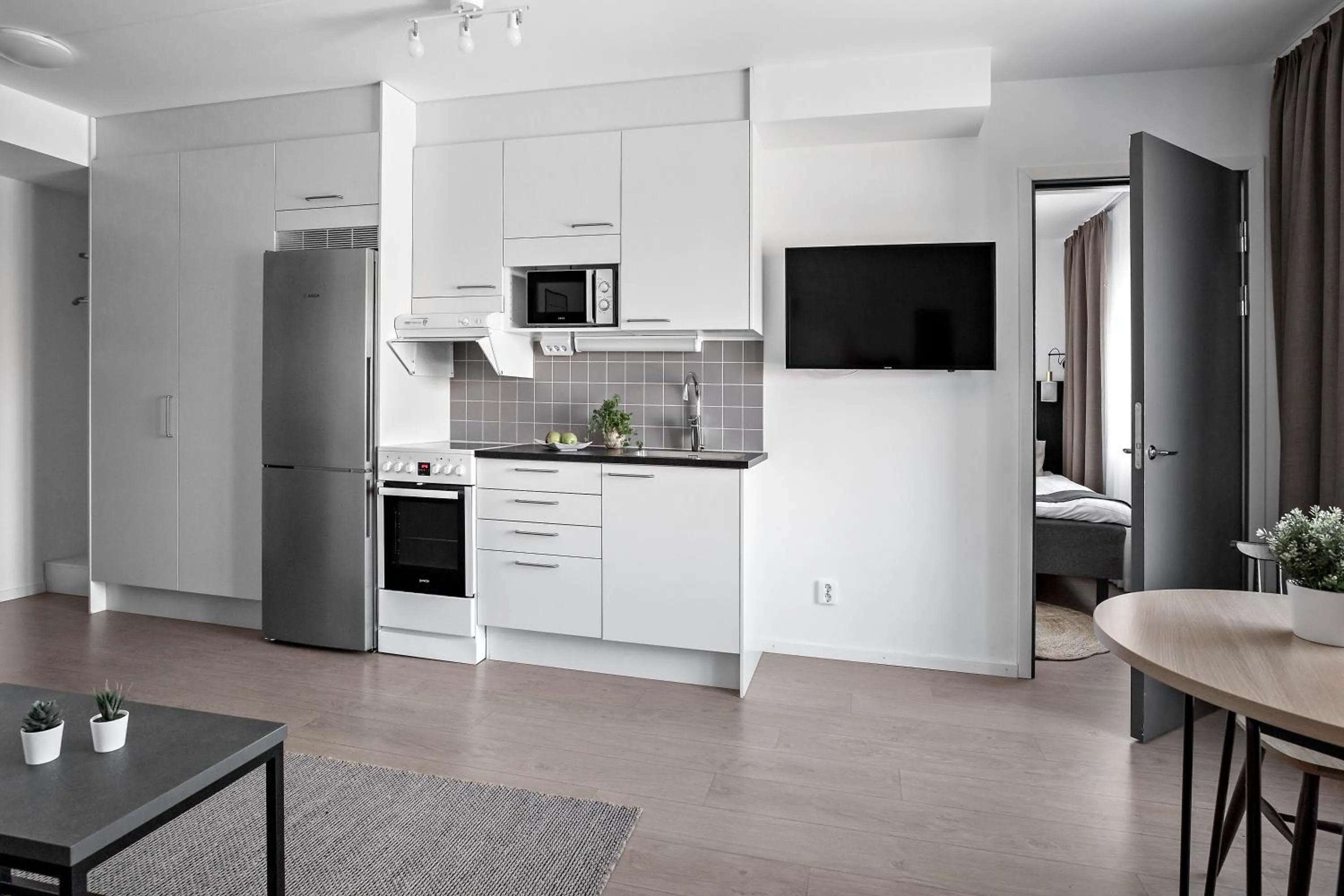 Kitchen or kitchenette in Forenom Hotel Flemingsberg - 10min from Älvsjö