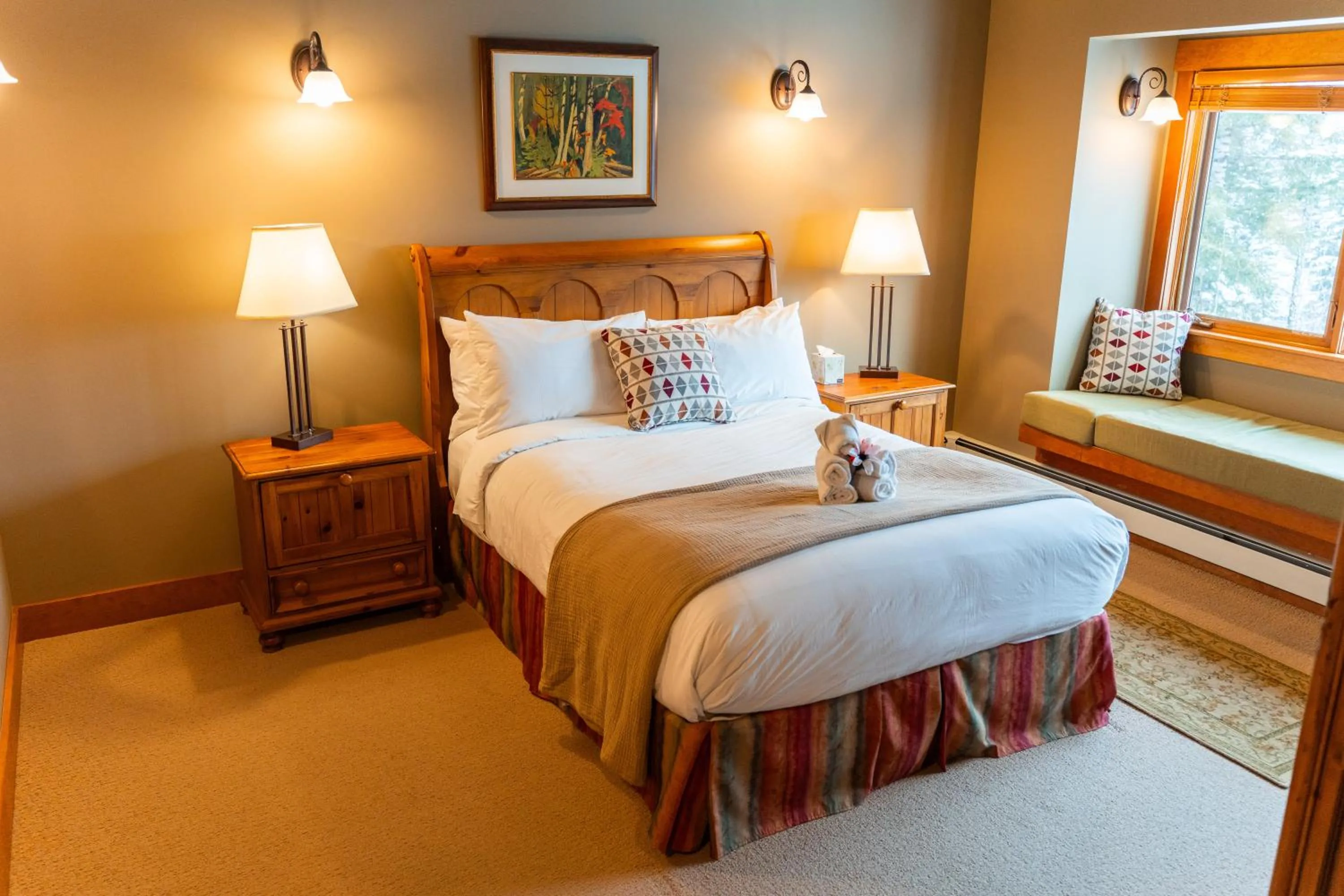 Bed in Vagabond Lodge at Kicking Horse