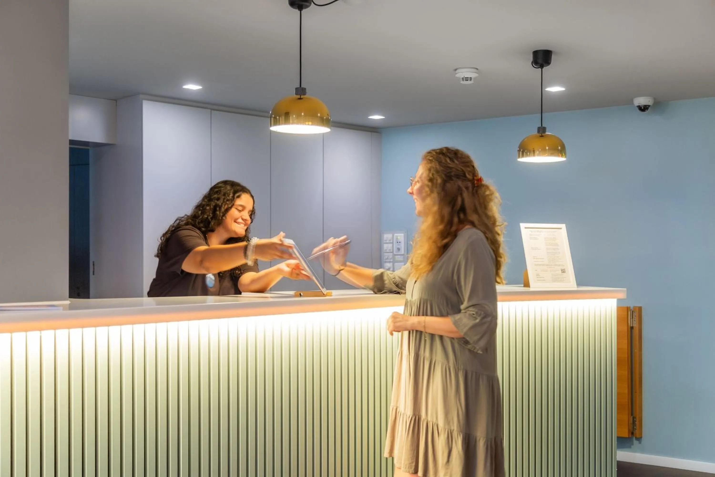 Lobby or reception in Hotel Marta - 1950's architecture in Zurich's vibrant old town, near main station