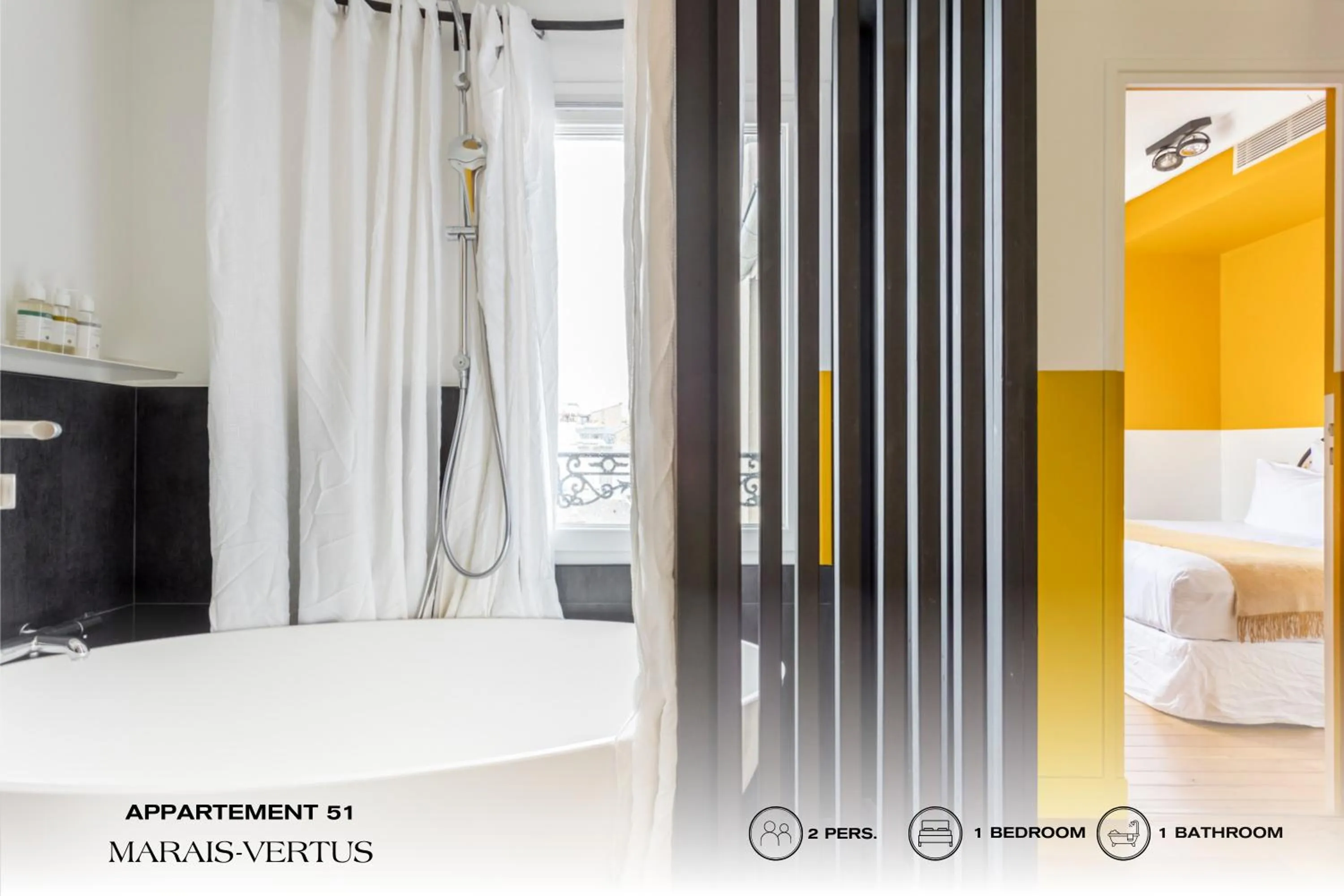 Bathroom, Bed in Beauquartier - Marais Vertus