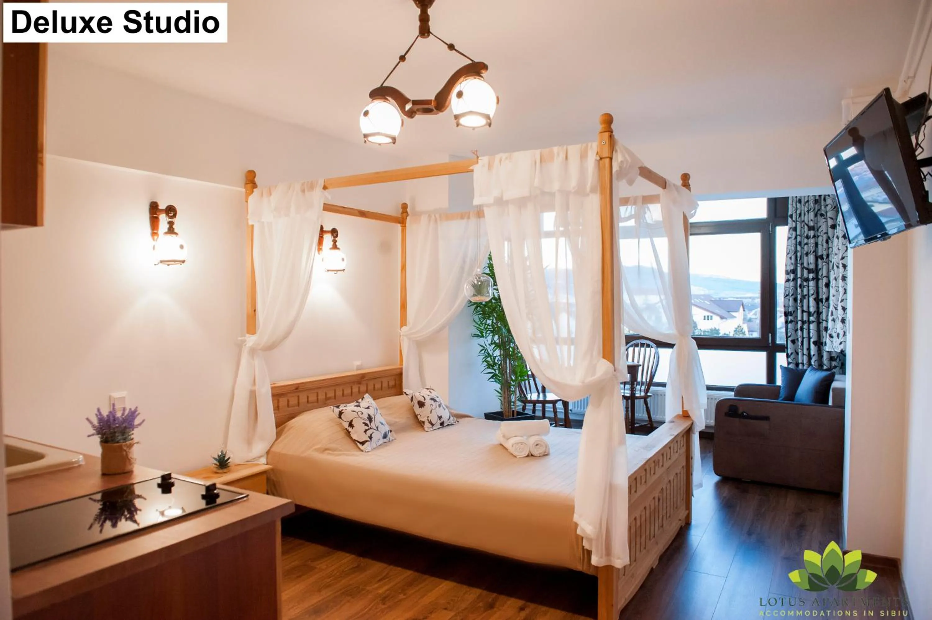 Bed in Sibiu Lotus Apartments