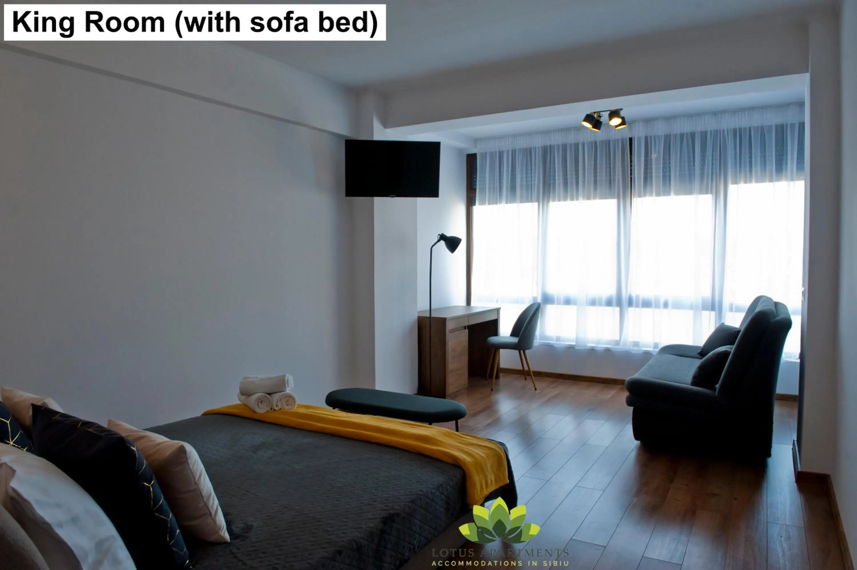 Bed in Sibiu Lotus Apartments