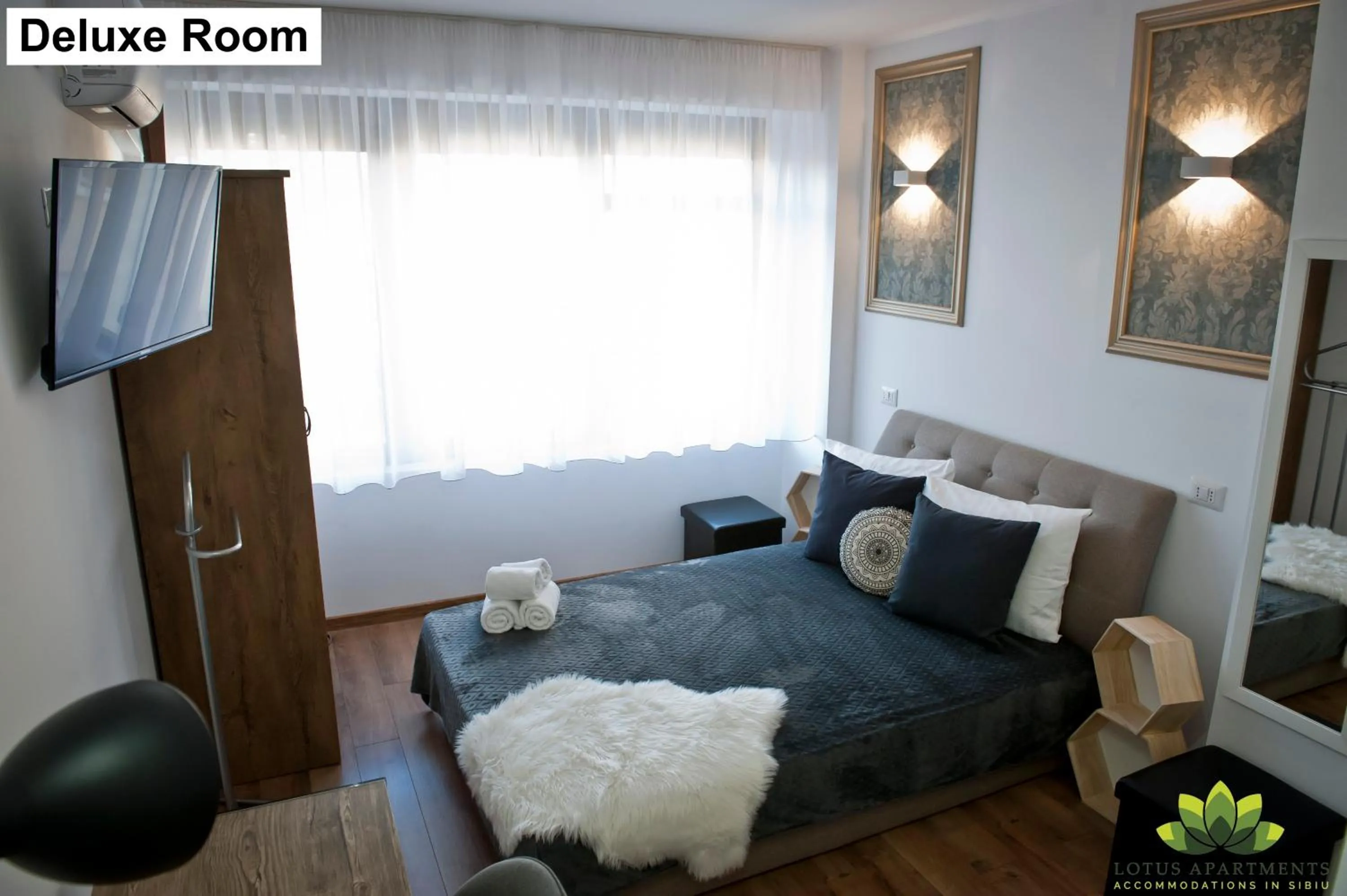 Bed in Sibiu Lotus Apartments