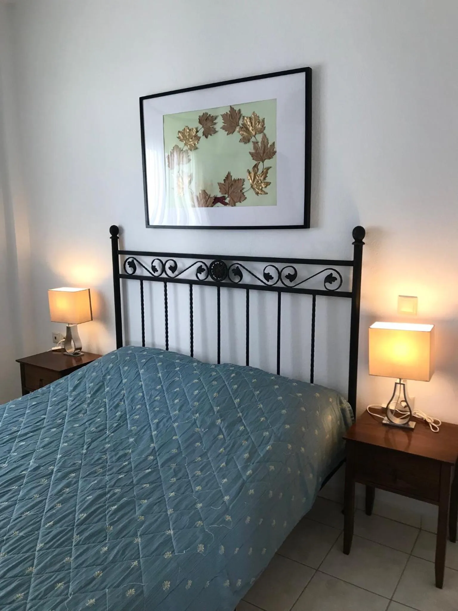 Bed in Aegean Blue Studios