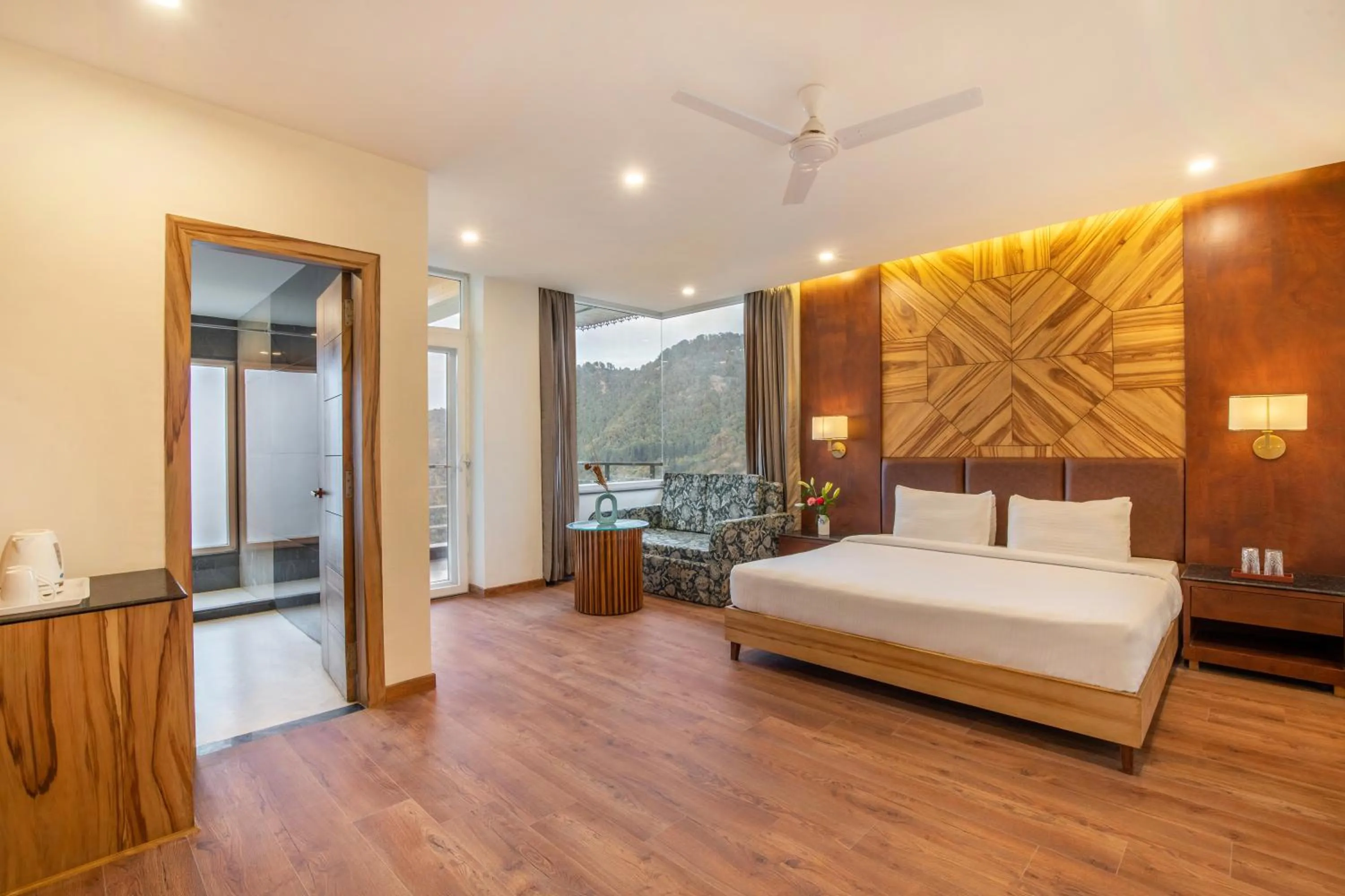 View (from property/room), Bed in Country Inn Premier Pacific Mall Road Mussoorie