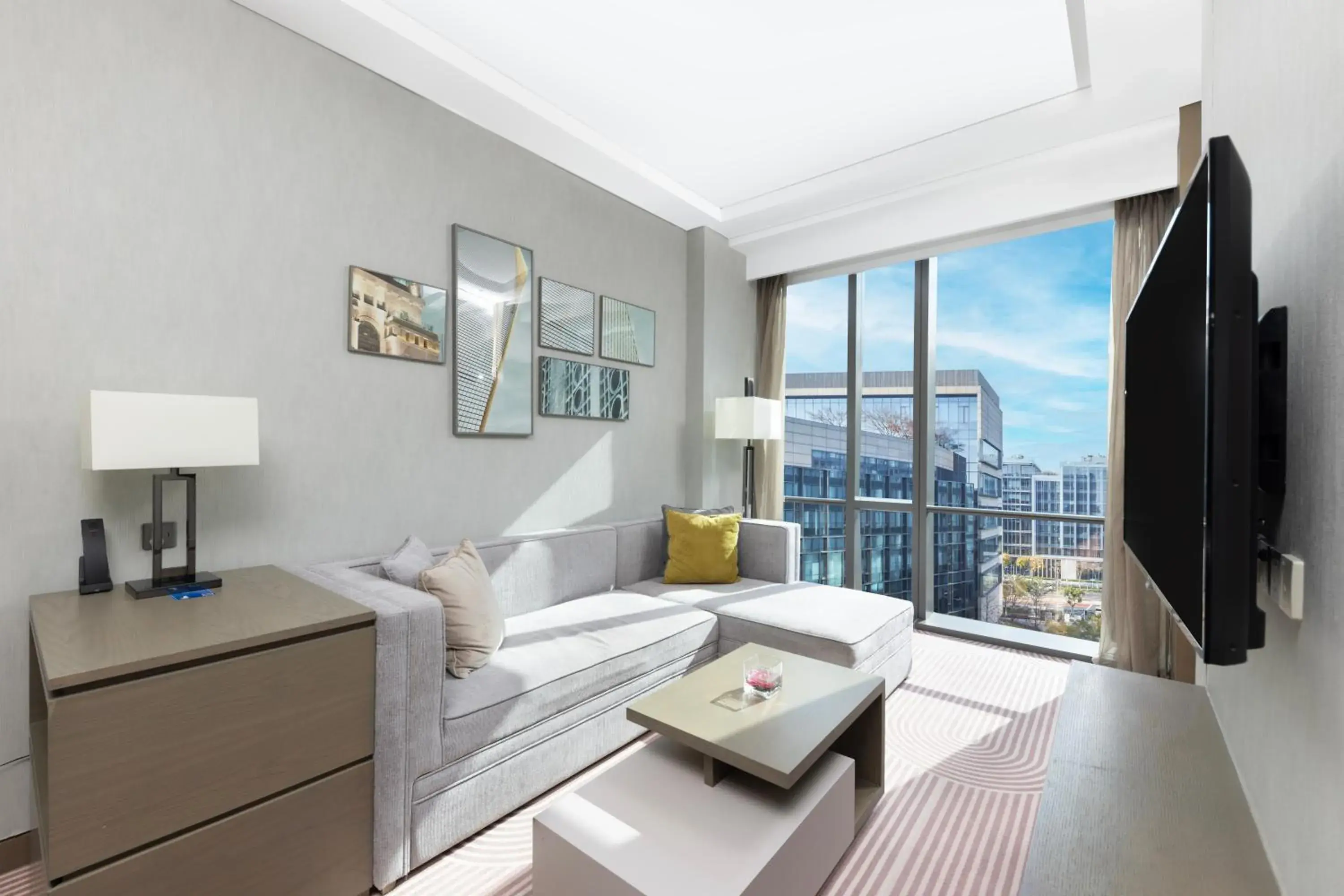 View (from property/room), Bed in Hyatt House Shanghai Hongqiao CBD View (from property/room), Bed in Hyatt House Shanghai Hongqiao CBD