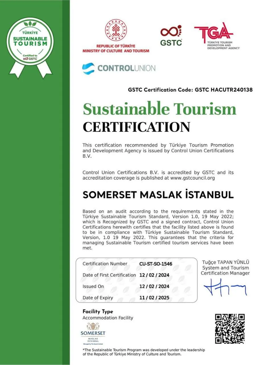 Certificate/Award in Somerset Maslak Istanbul