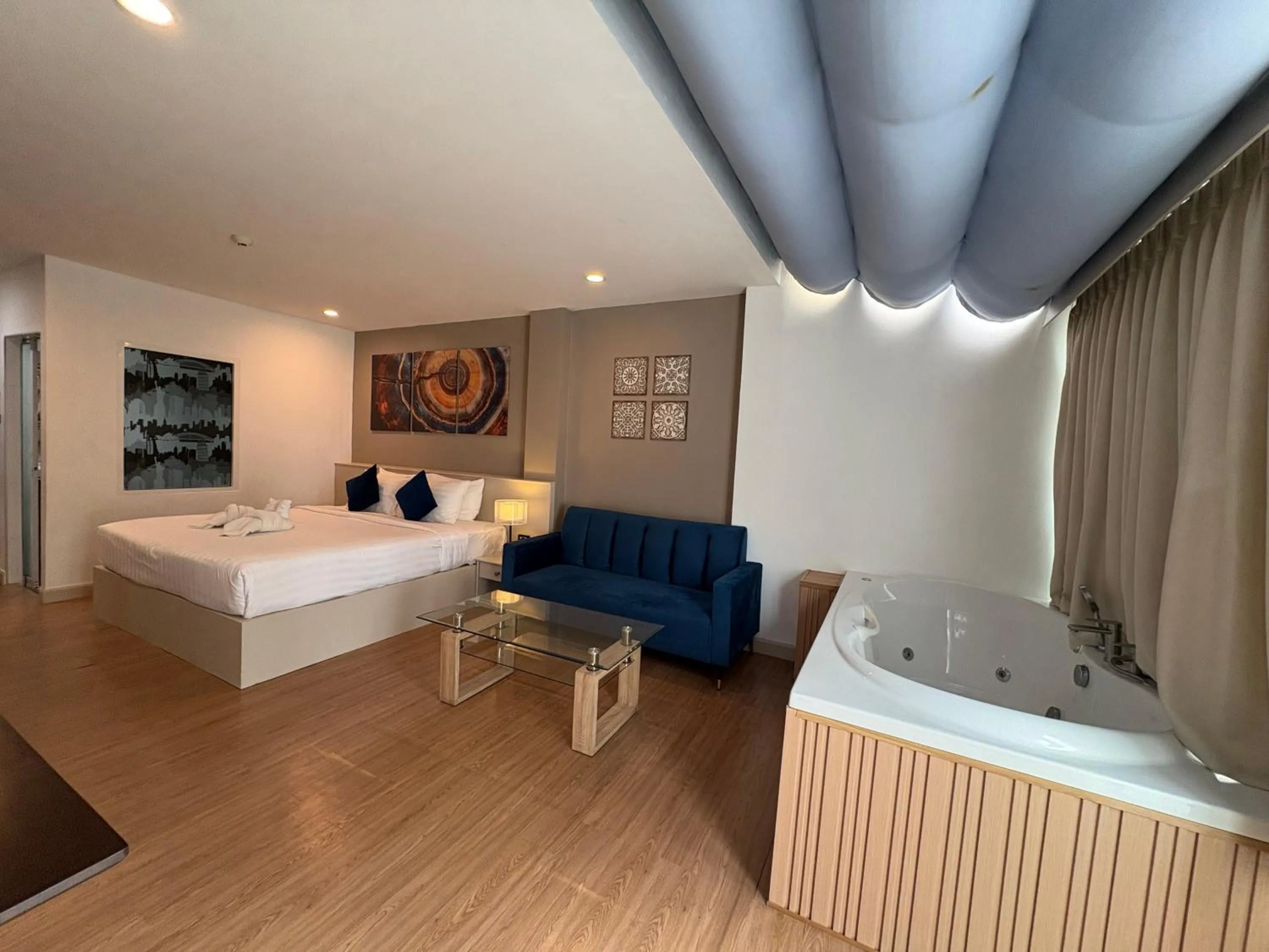 Photo of the whole room, Bed in Modern Living Residence
