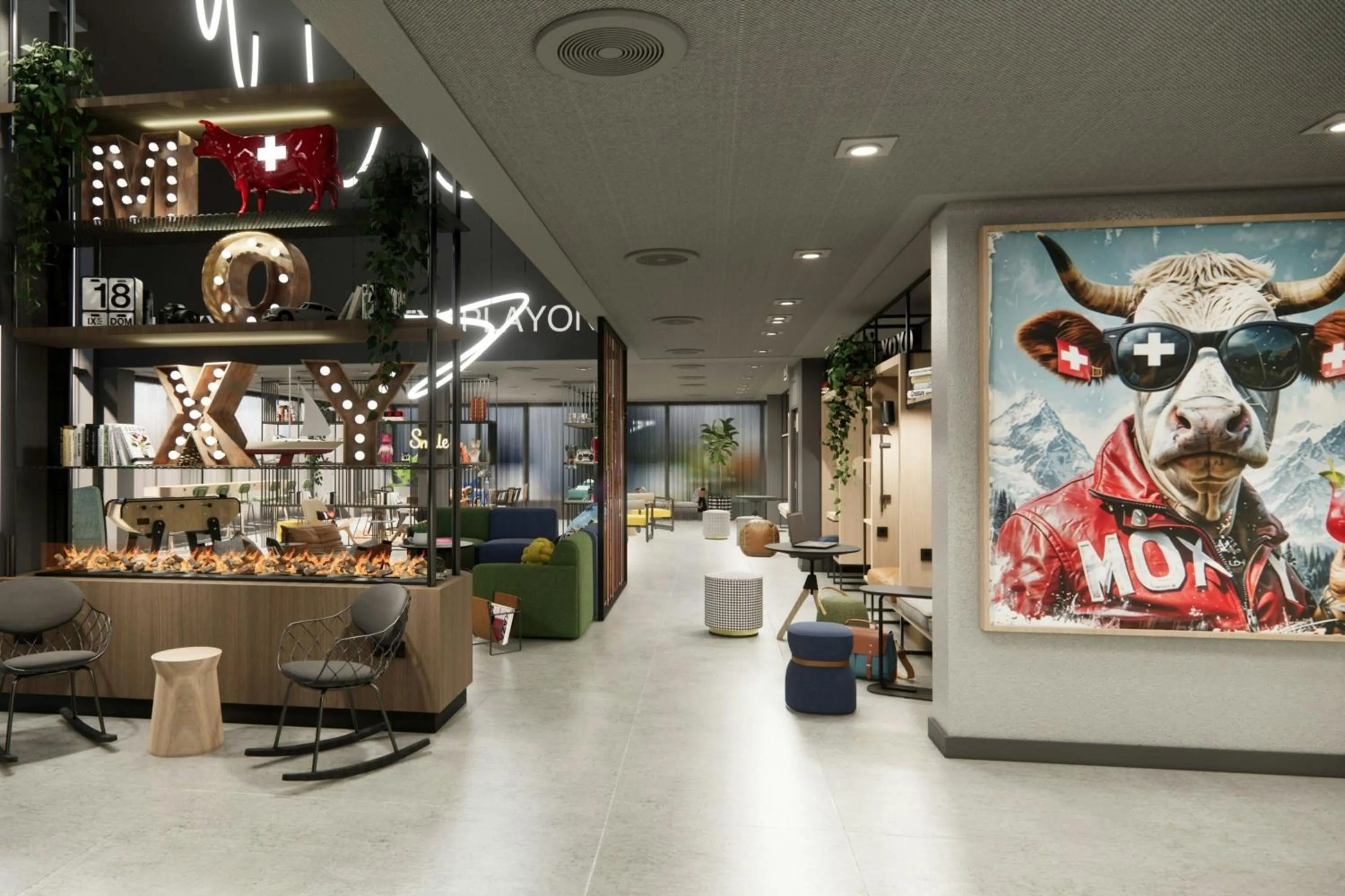 Lobby or reception in Moxy Zurich