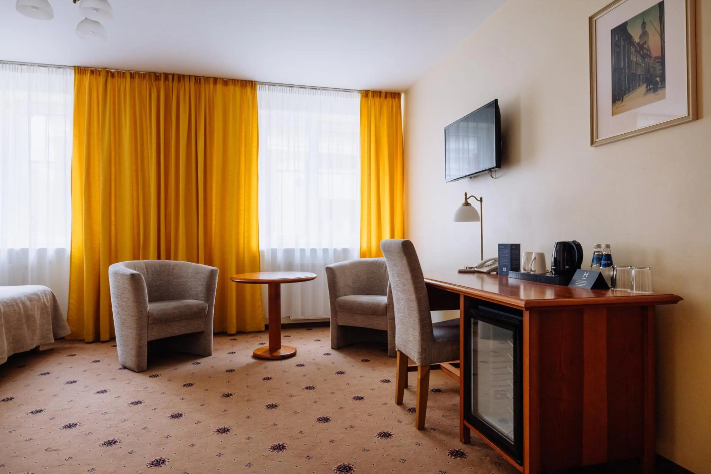 Seating area, Bed in Hestia Hotel Draugi
