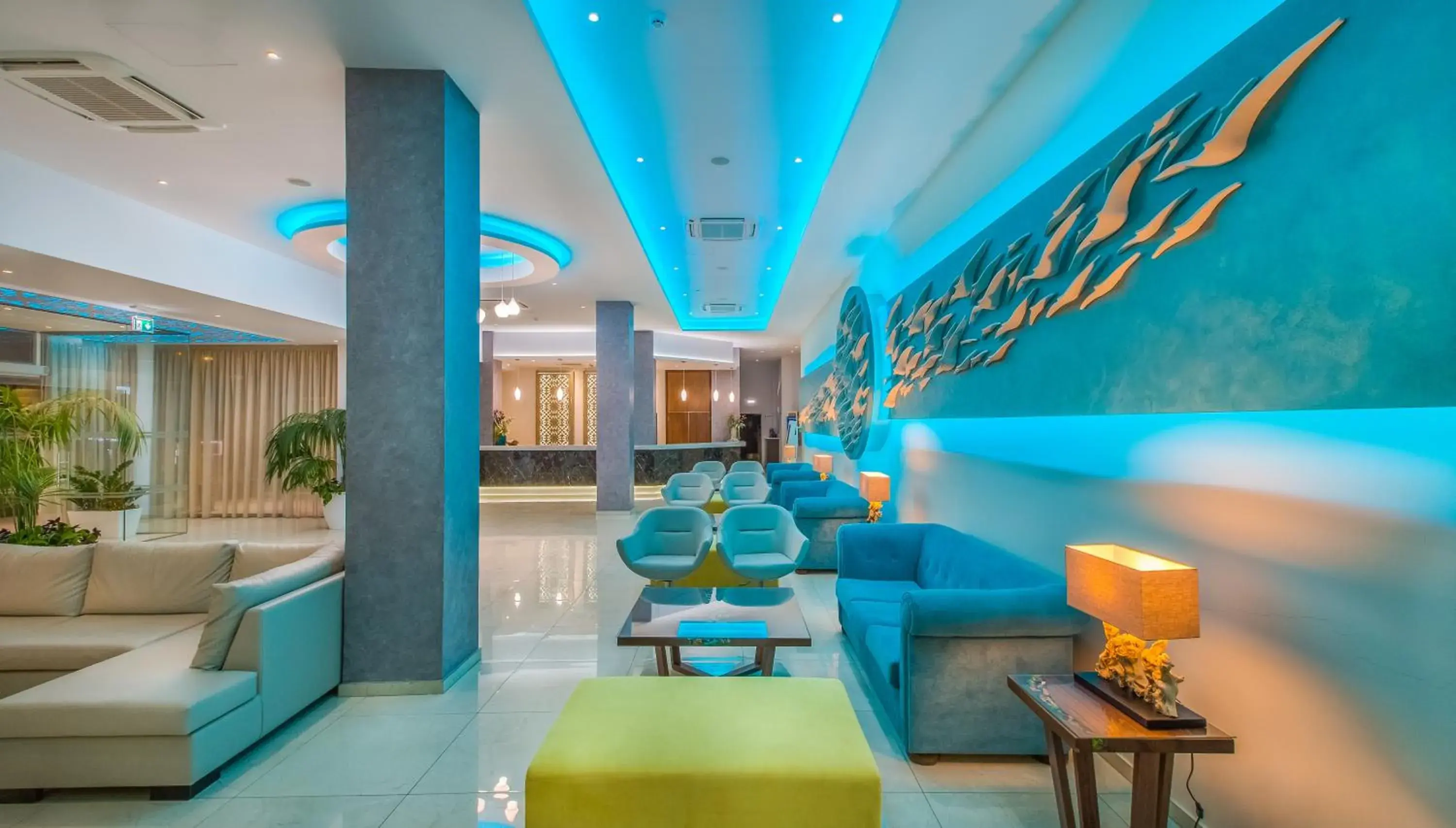 Communal lounge/ TV room, Lobby/Reception in Stamatia Hotel