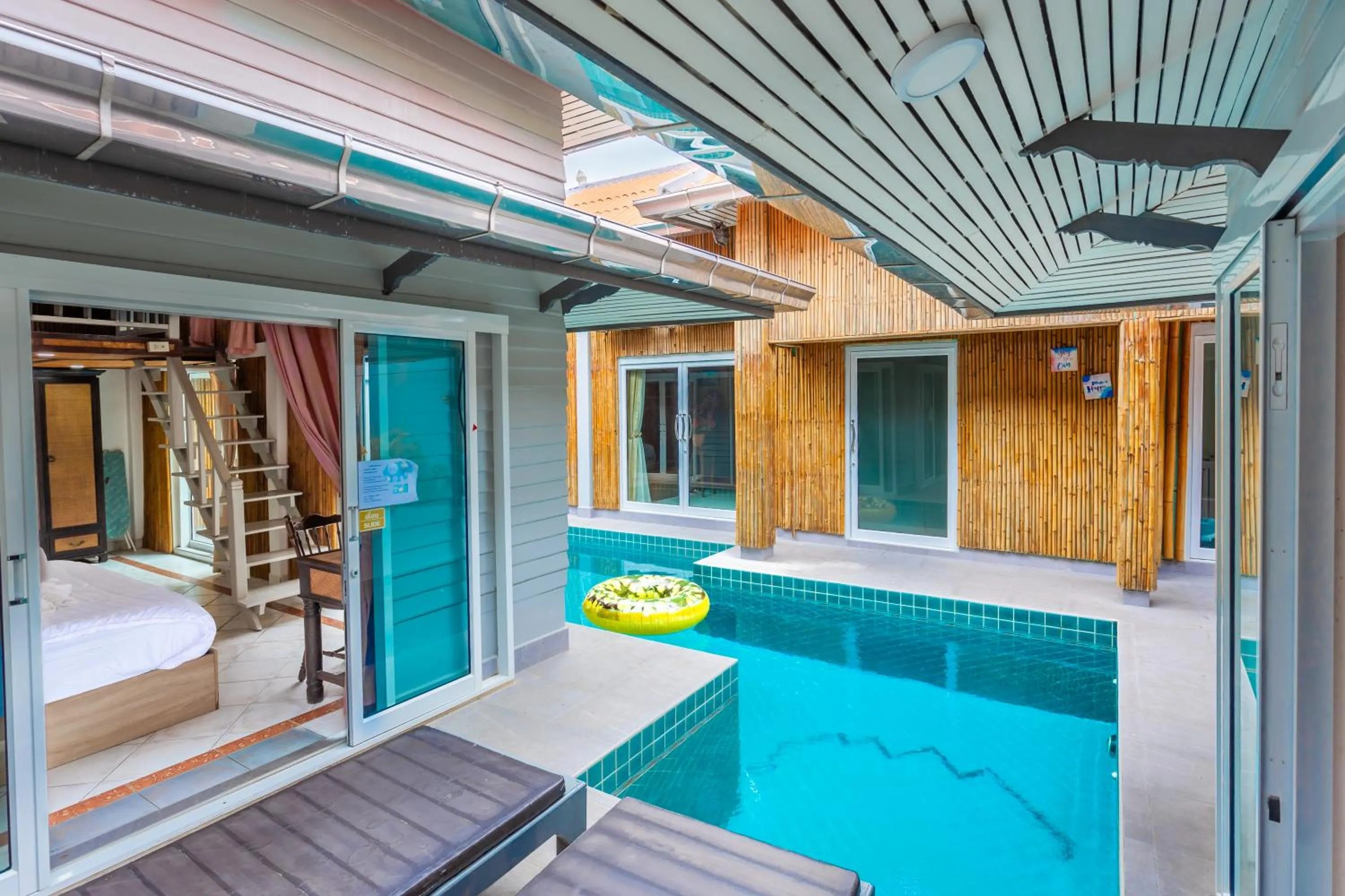 Pool view, Bed in ROMANTIC Pool Villa
