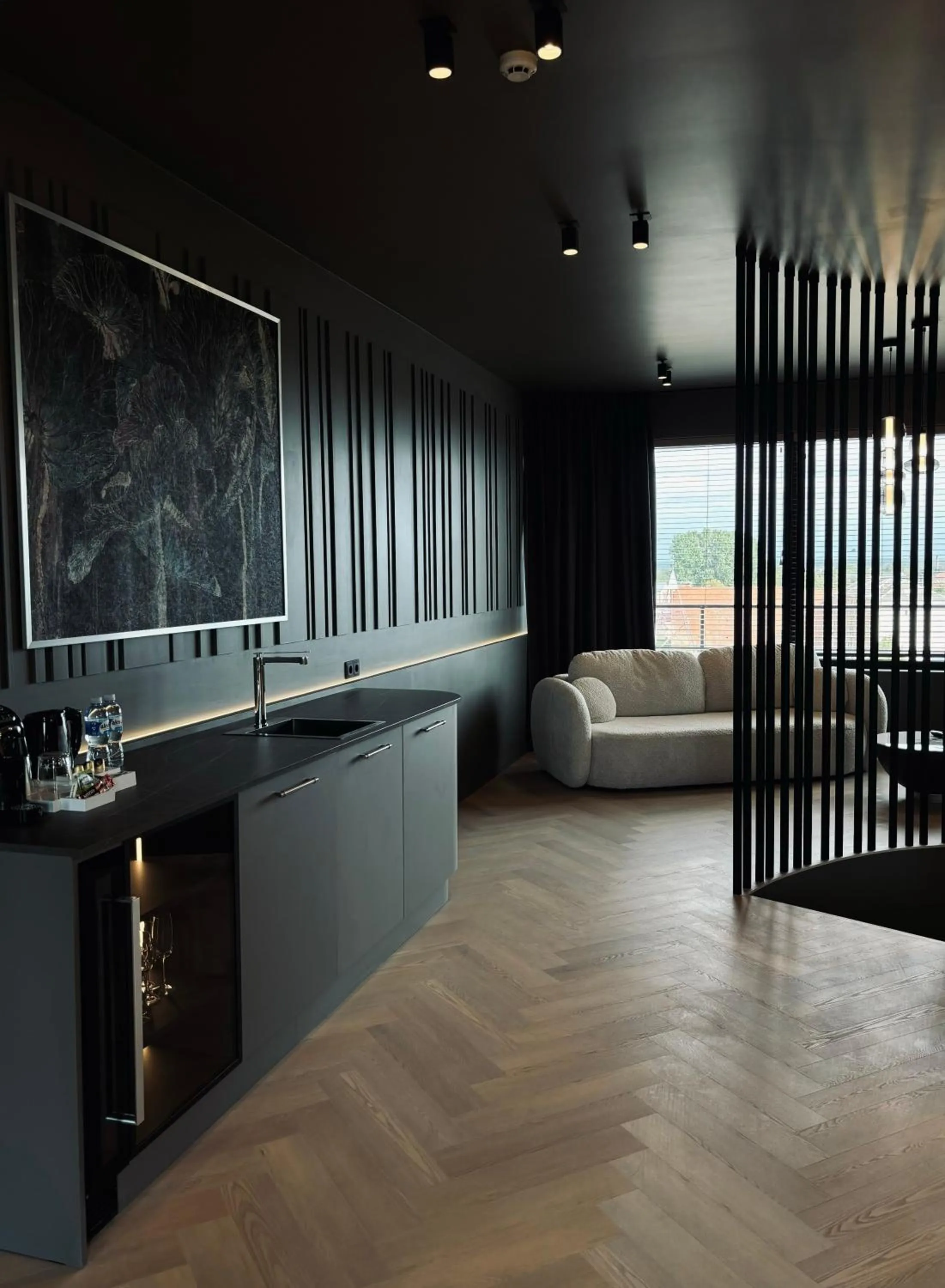 Kitchen or kitchenette, Bed in Amrita Hotel