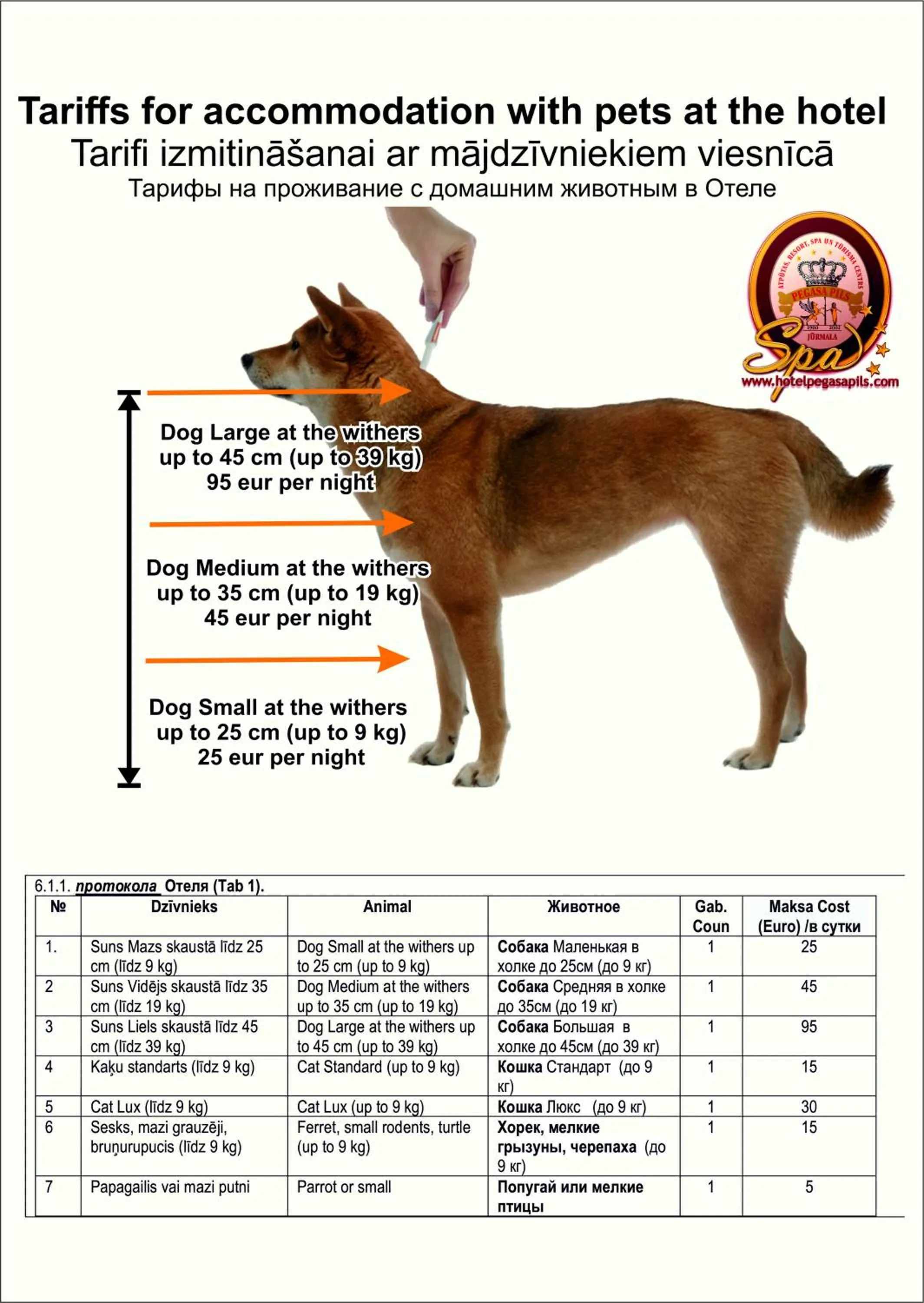 Animals in Pegasa Pils Spa Hotel