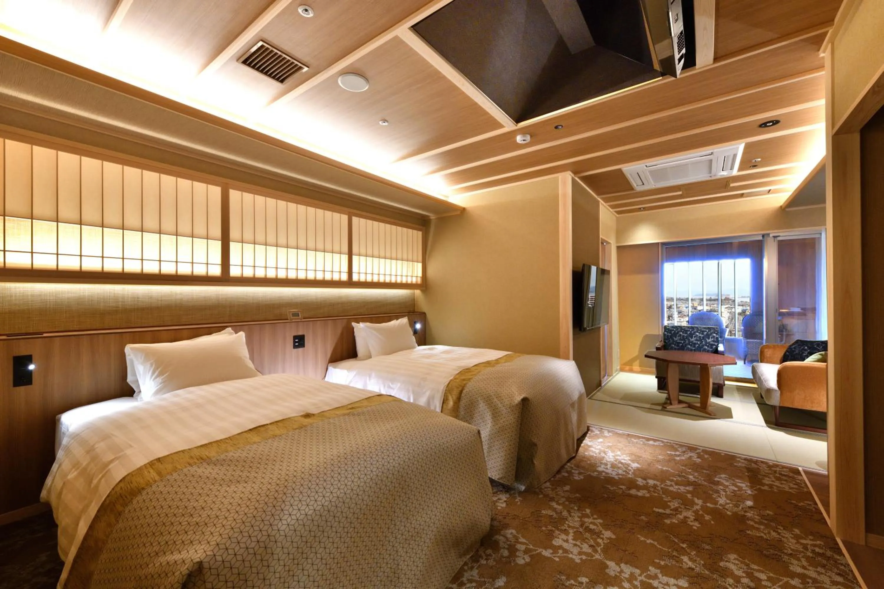 Photo of the whole room, Bed in Yumotokan