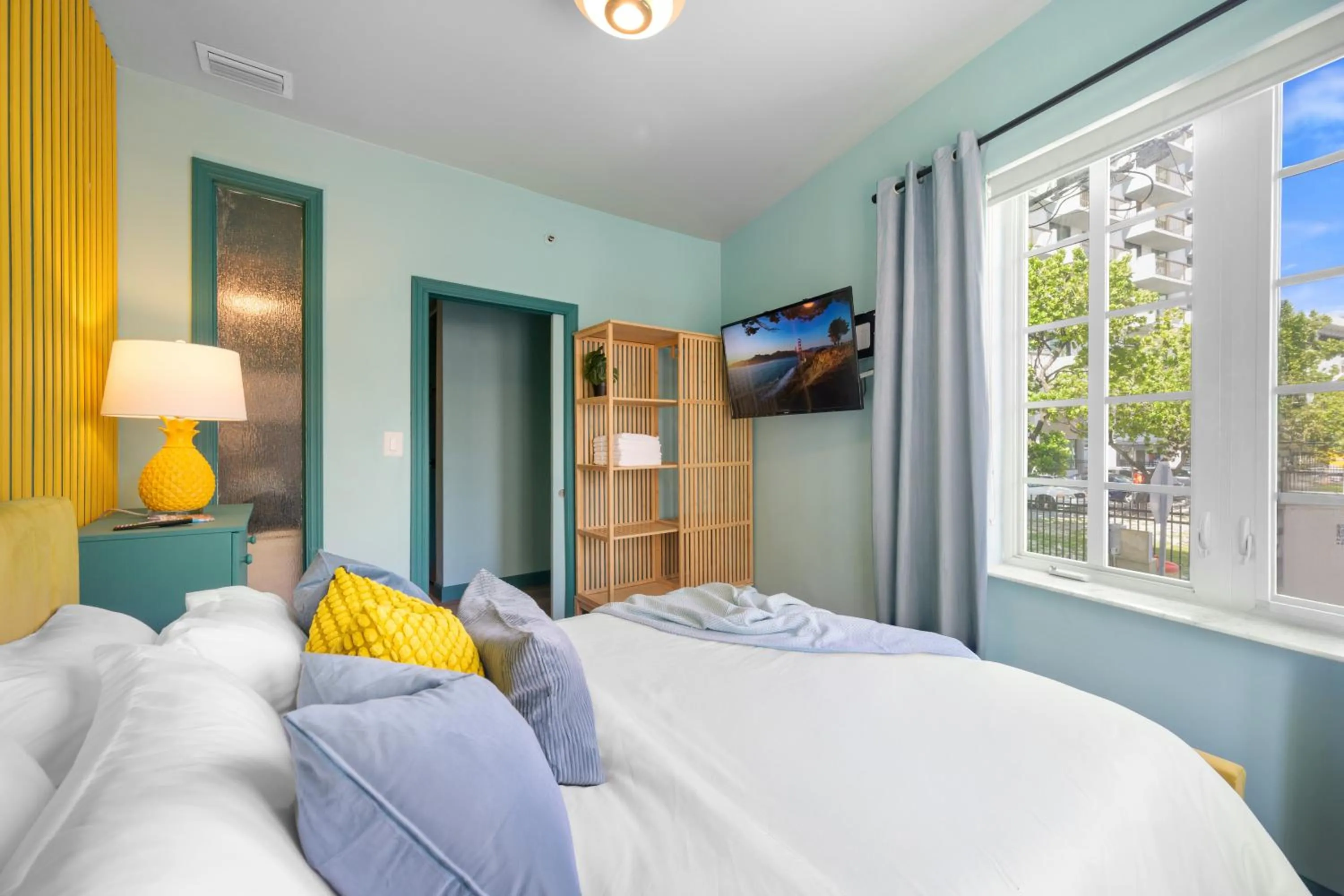Bed in Barbizon on Ocean Drive Apartments
