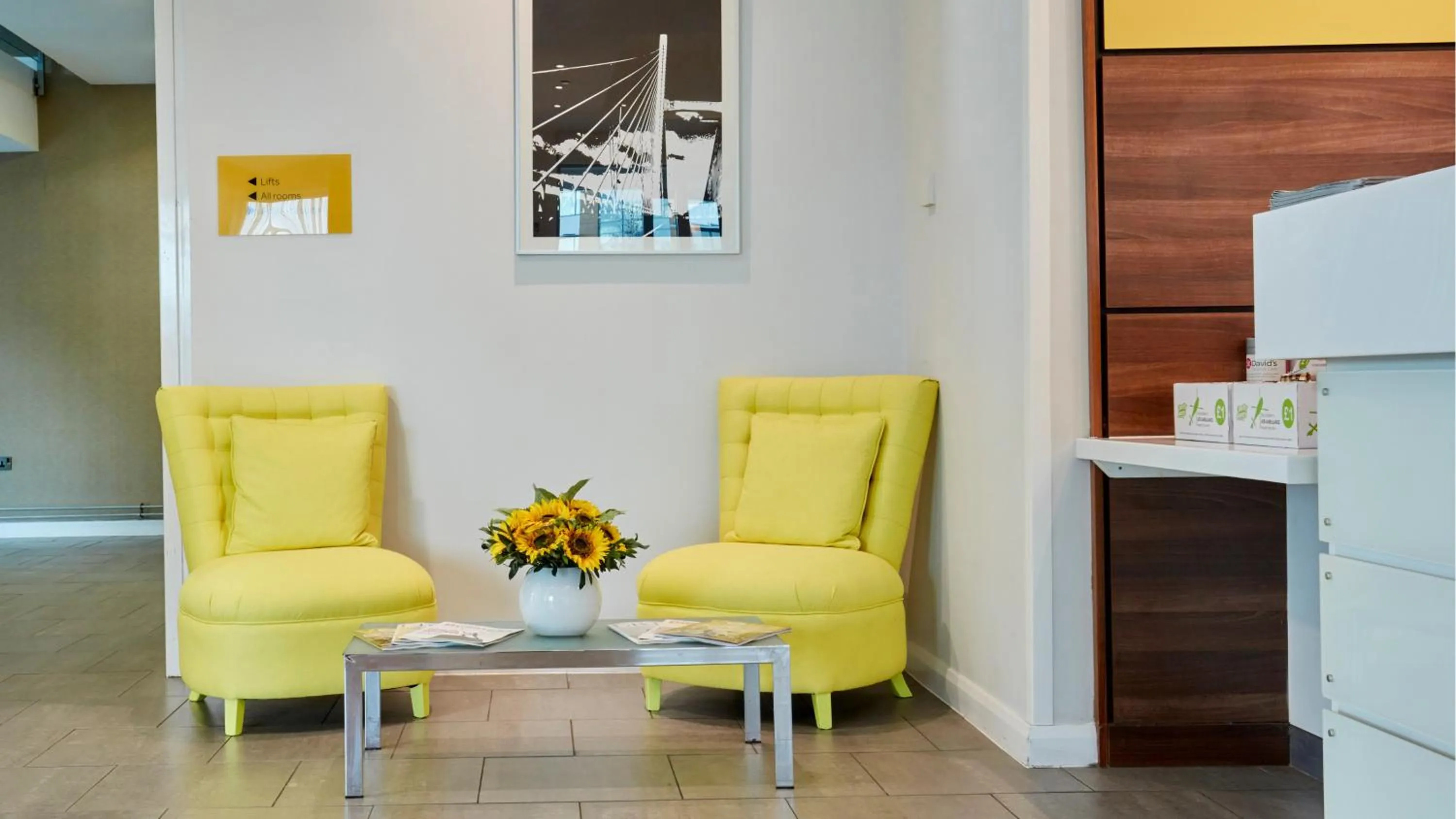 Seating area in Tŷ Magor