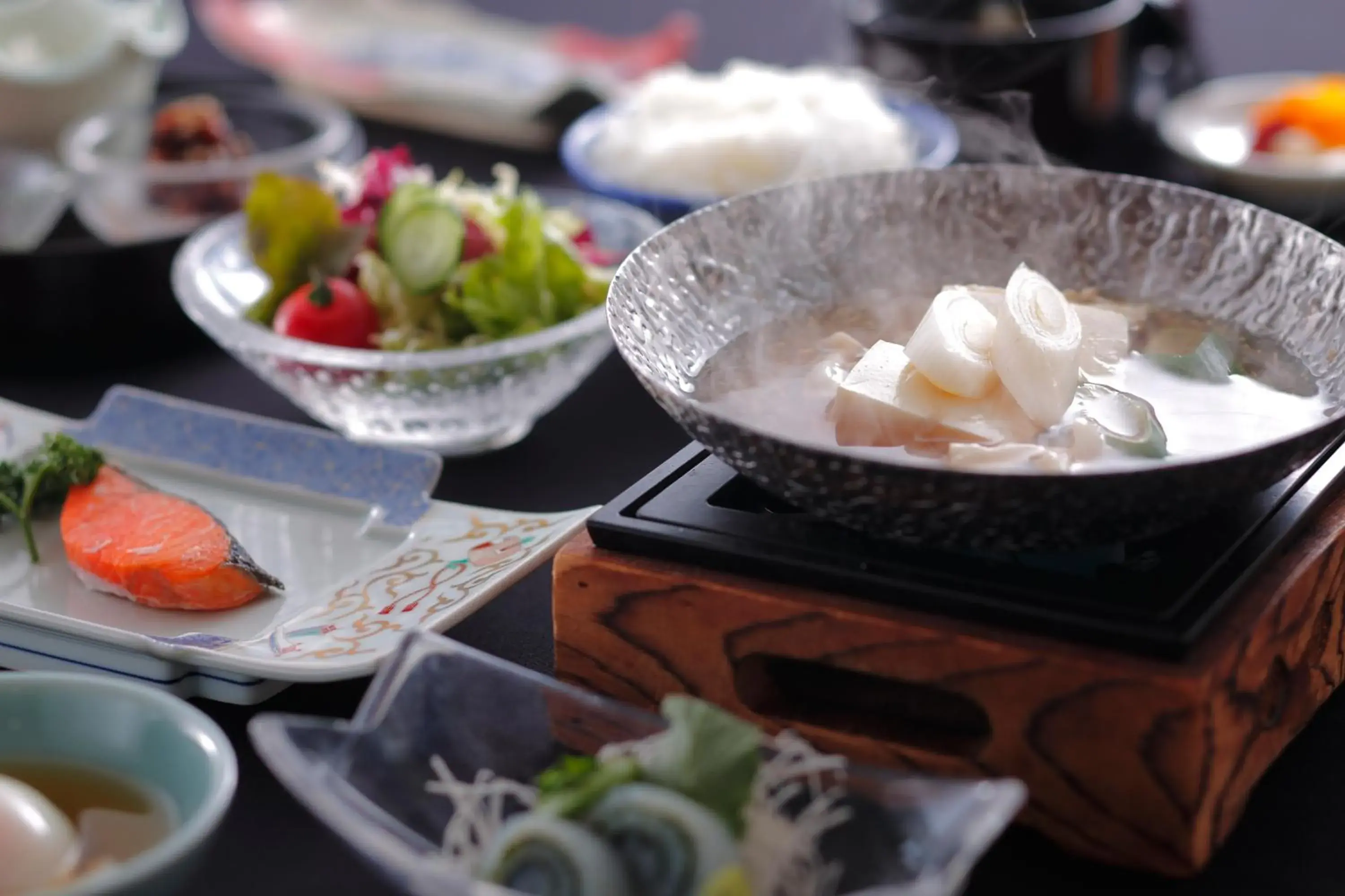 Asian breakfast in Awara Kitagata Onsen Kohanso Hana Yurari Asian breakfast in Awara Kitagata Onsen Kohanso Hana Yurari