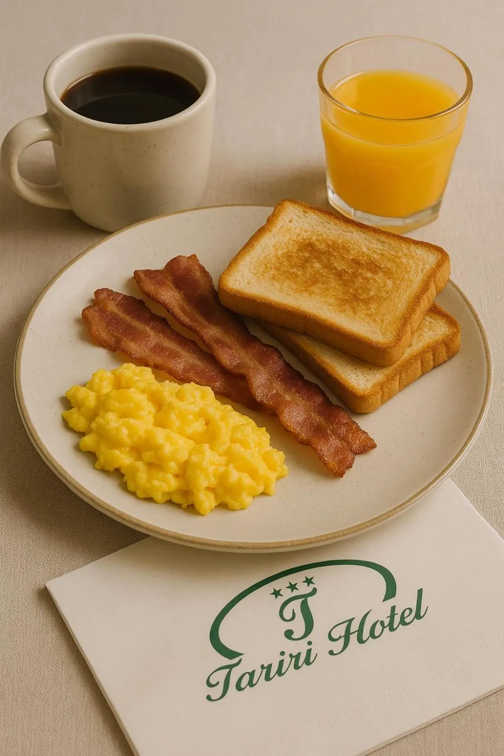 American breakfast in Tariri Hotel