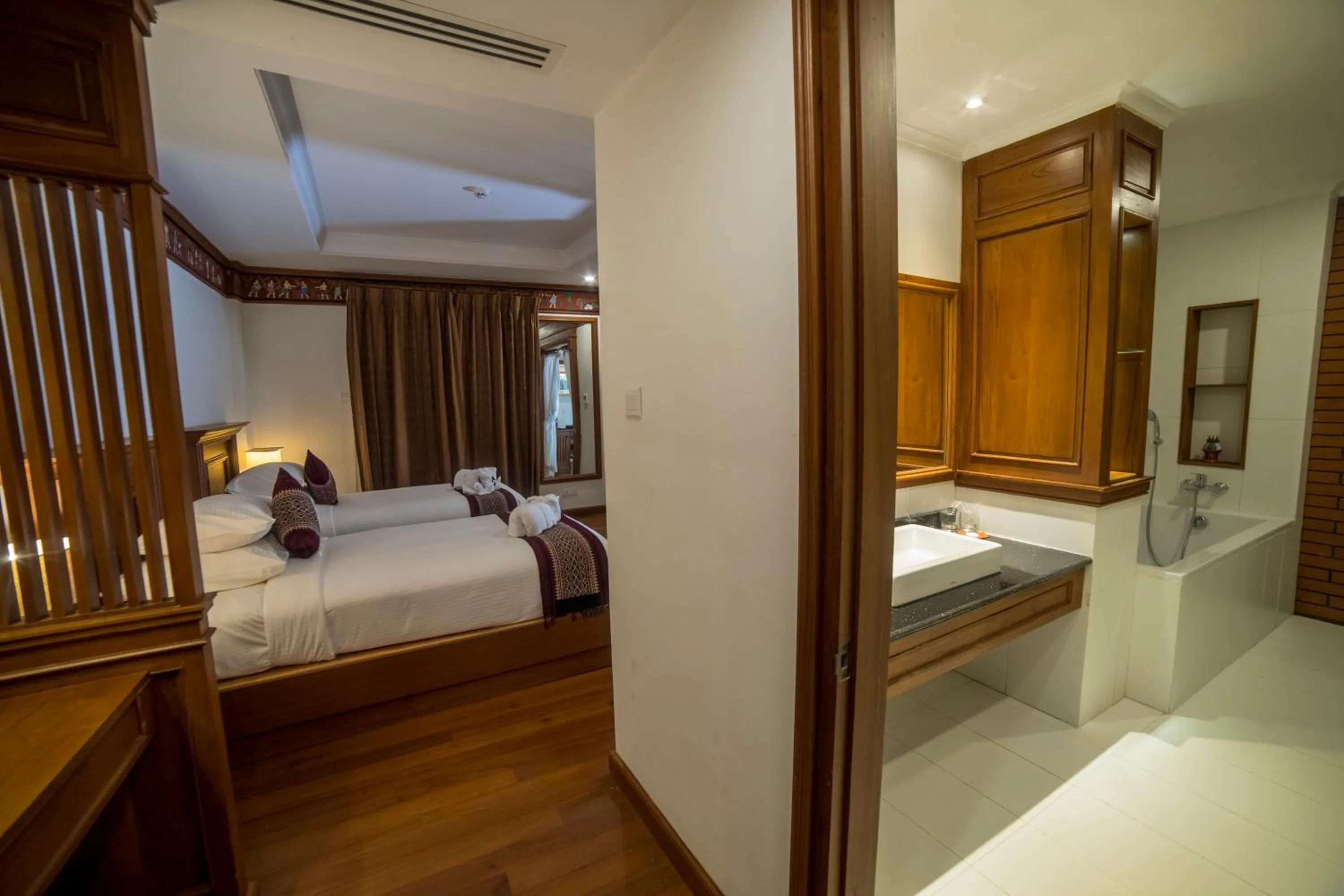 Bed in Heritage Bagan Hotel