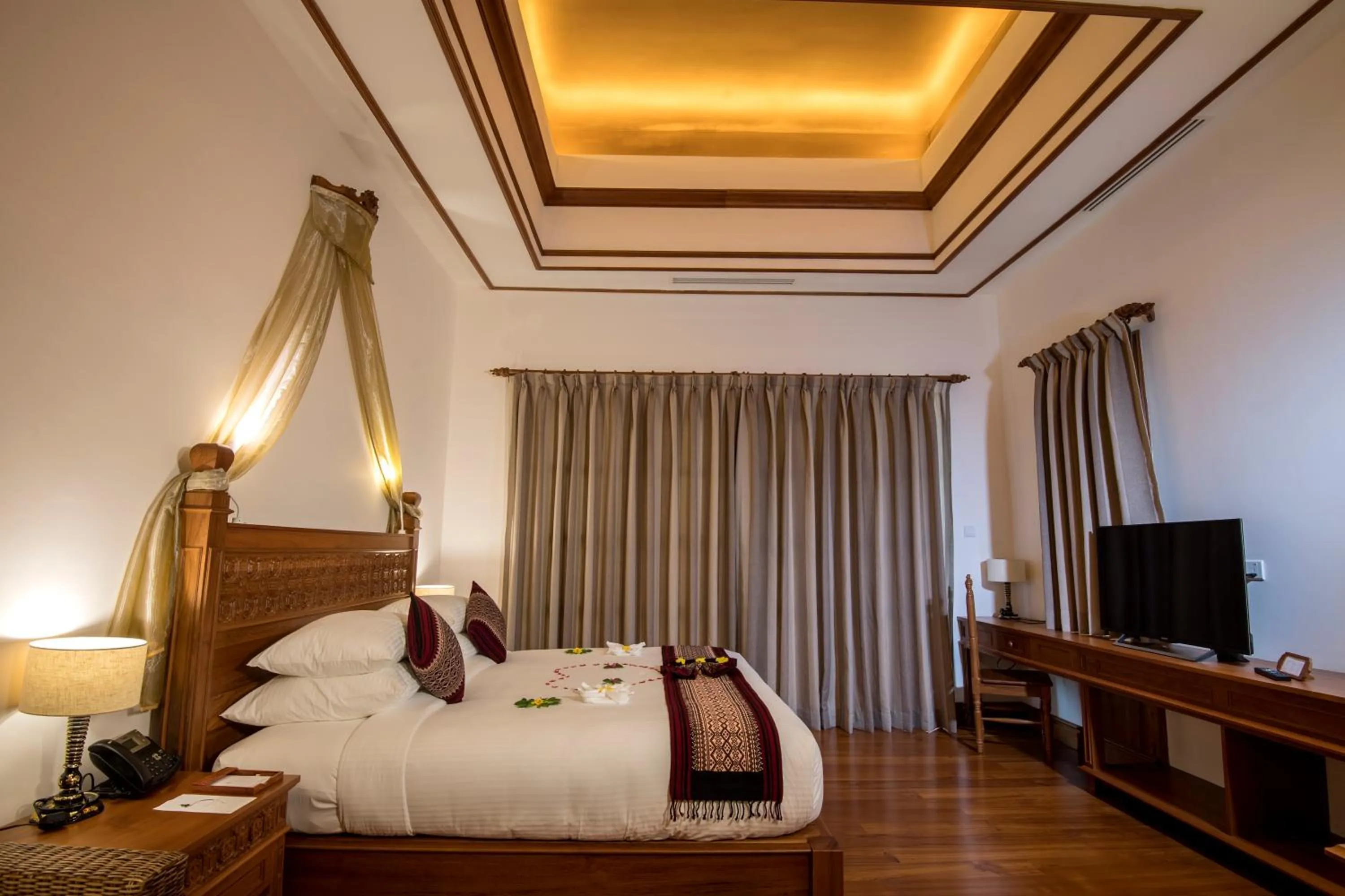 Bed in Heritage Bagan Hotel