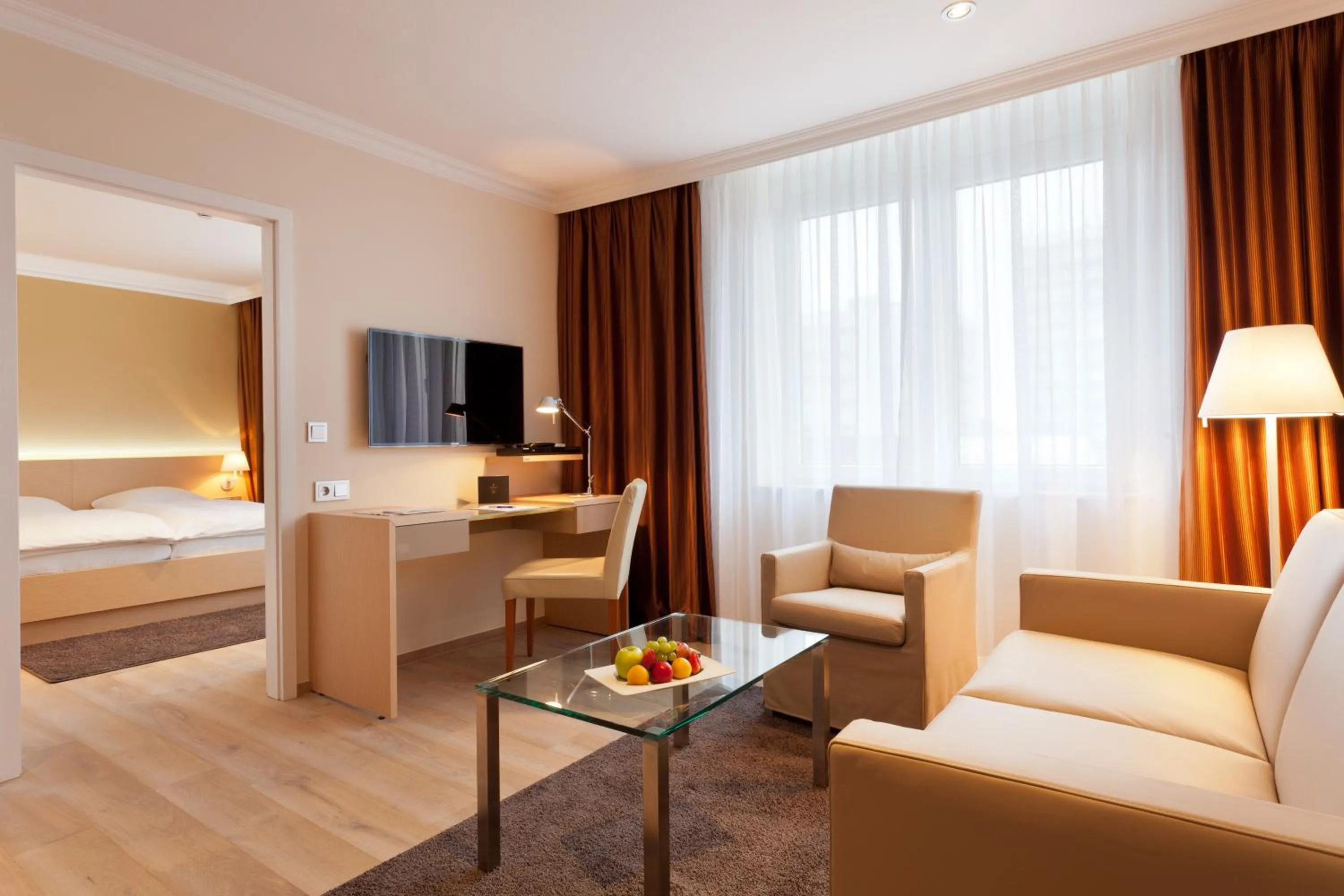 Seating area, Bed in Strandhotel Georgshöhe