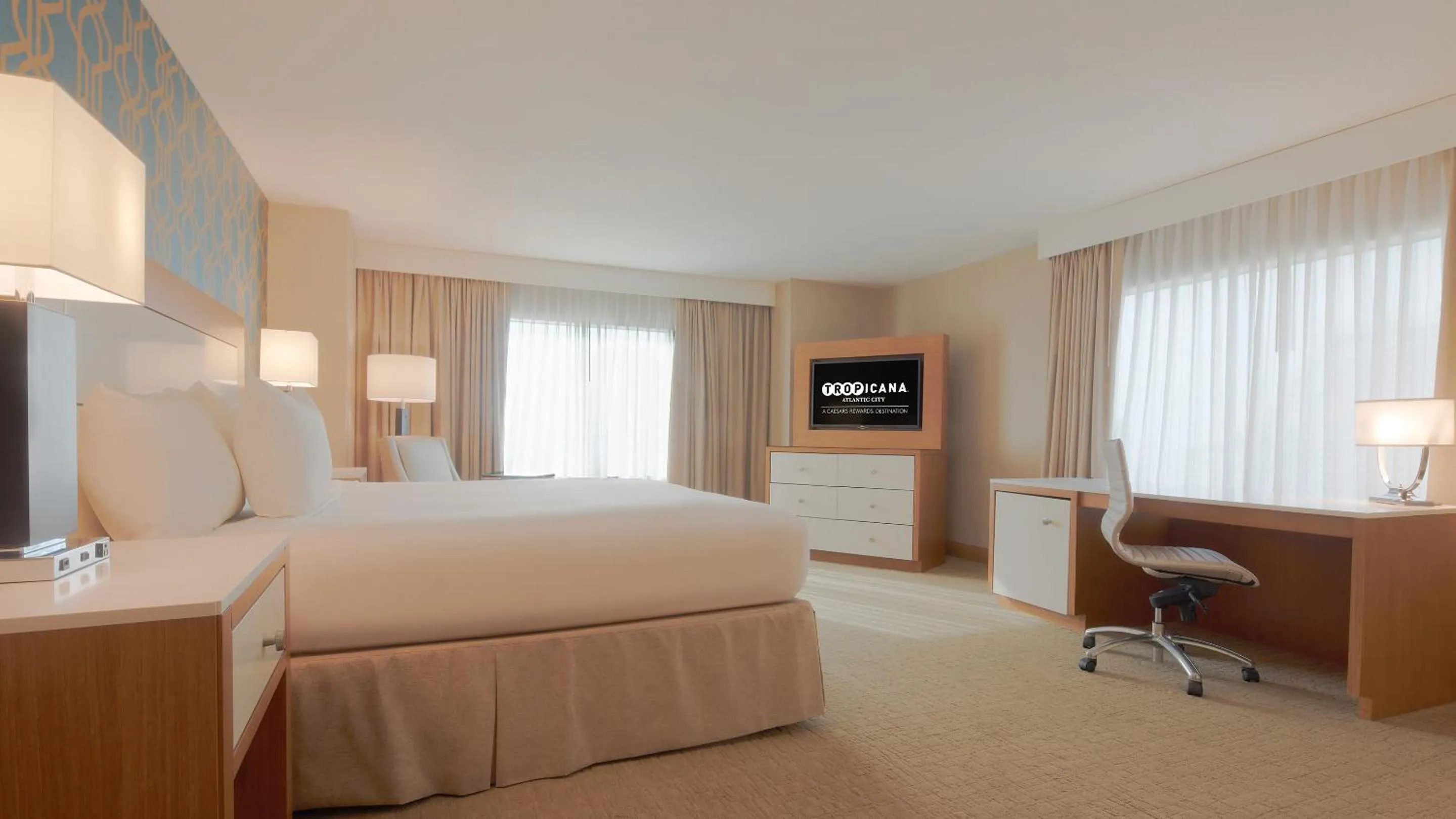 Bed in Tropicana Atlantic City, A Caesars Destination
