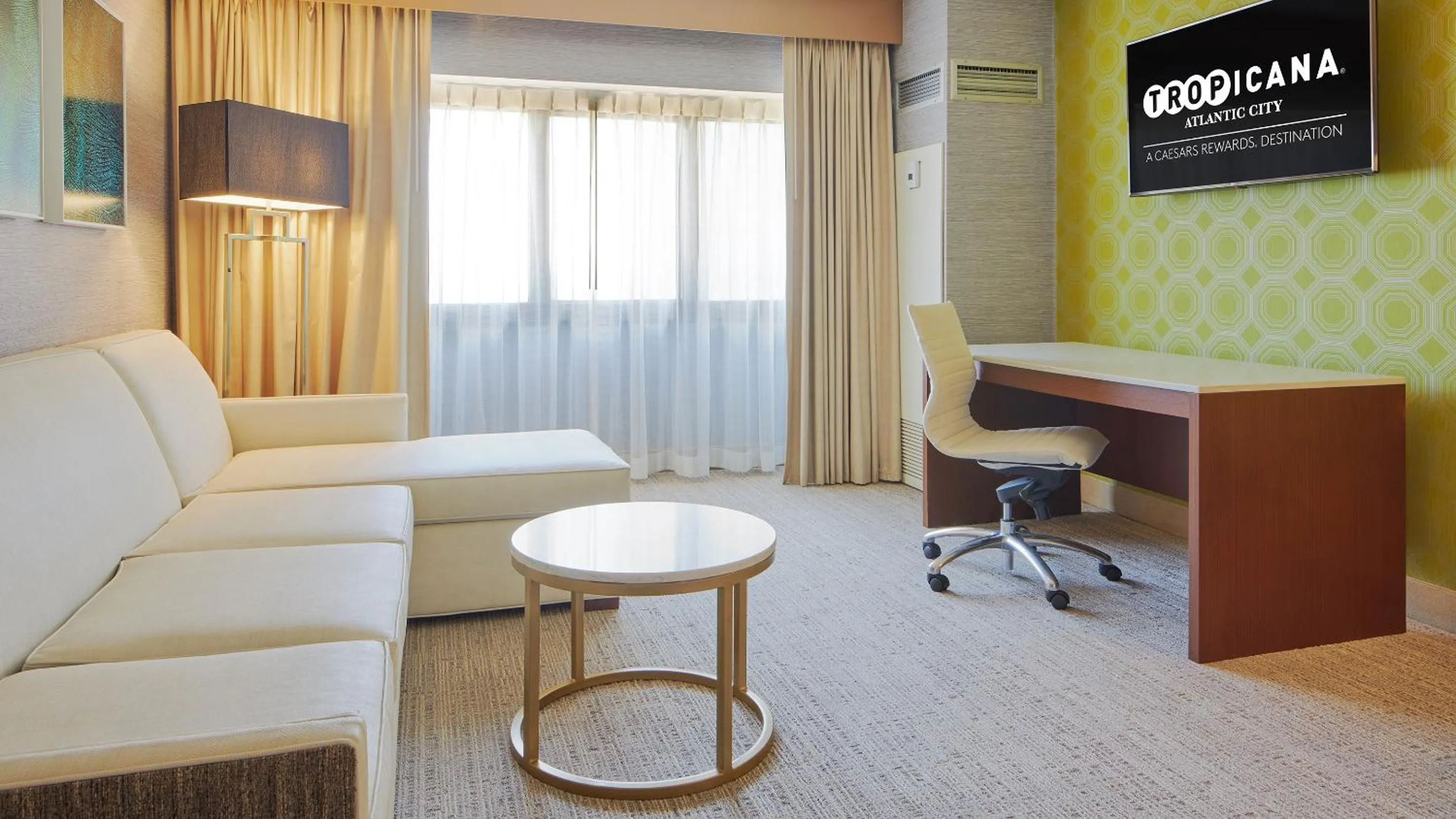 Living room in Tropicana Atlantic City, A Caesars Destination