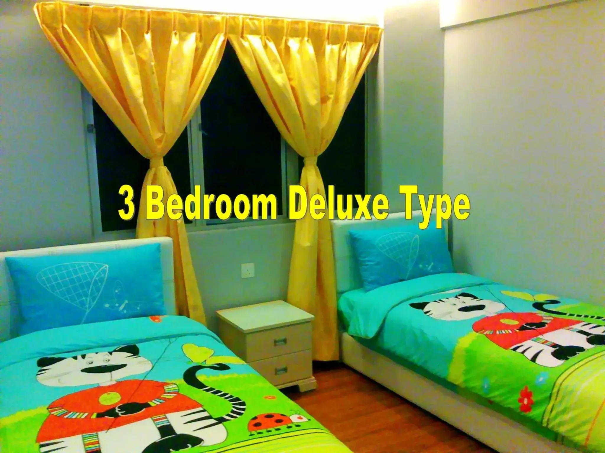 Text overlay, Bed in Malacca Hotel Apartment Text overlay, Bed in Malacca Hotel Apartment
