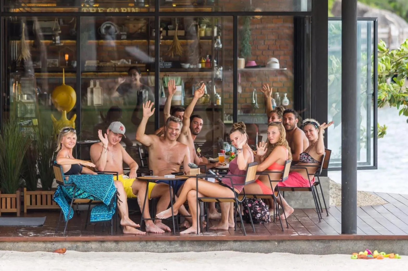 group of guests in The Cabin Beach Resort
