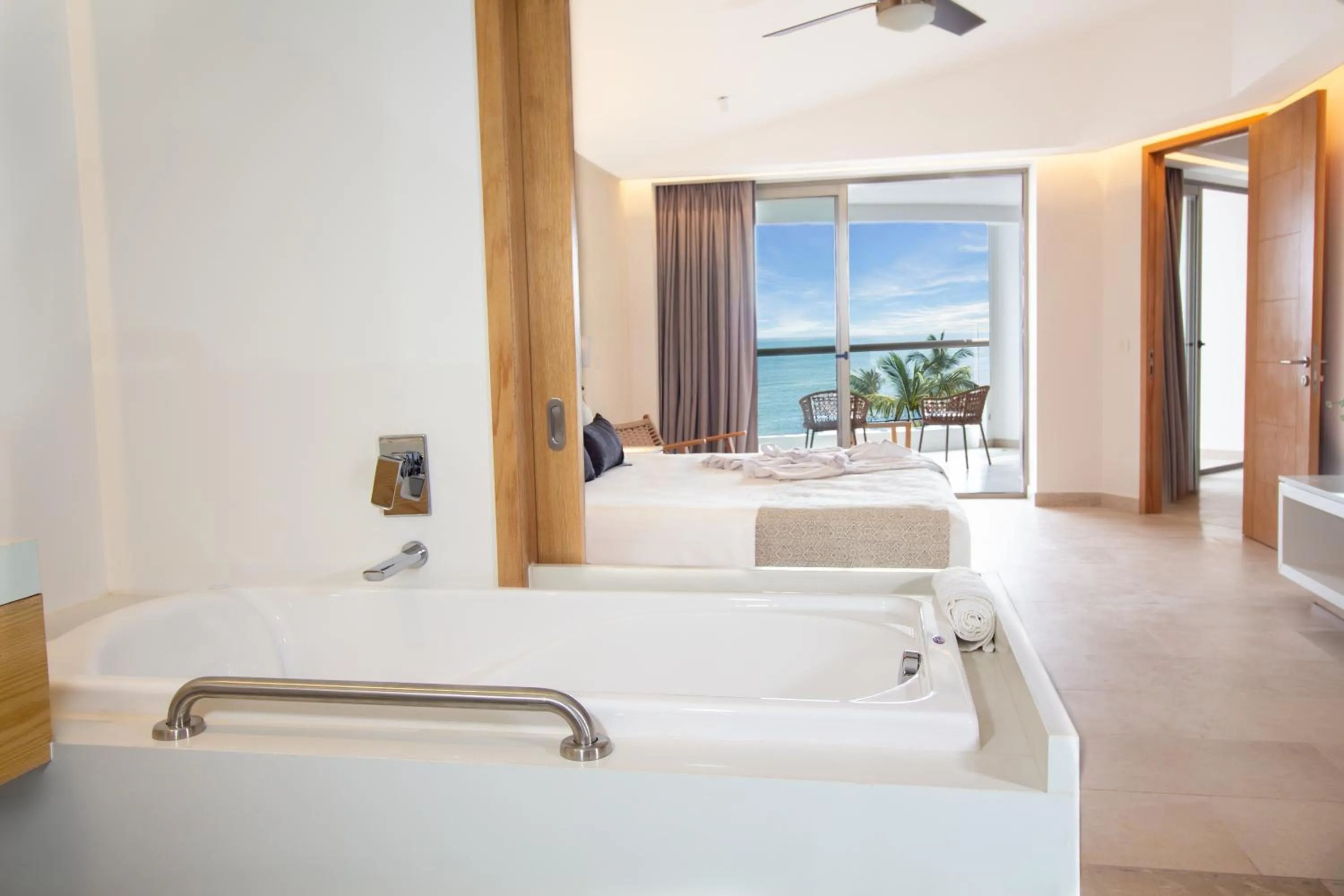 Sea view, Bed in Sunset Plaza Beach Resort Puerto Vallarta All Inclusive