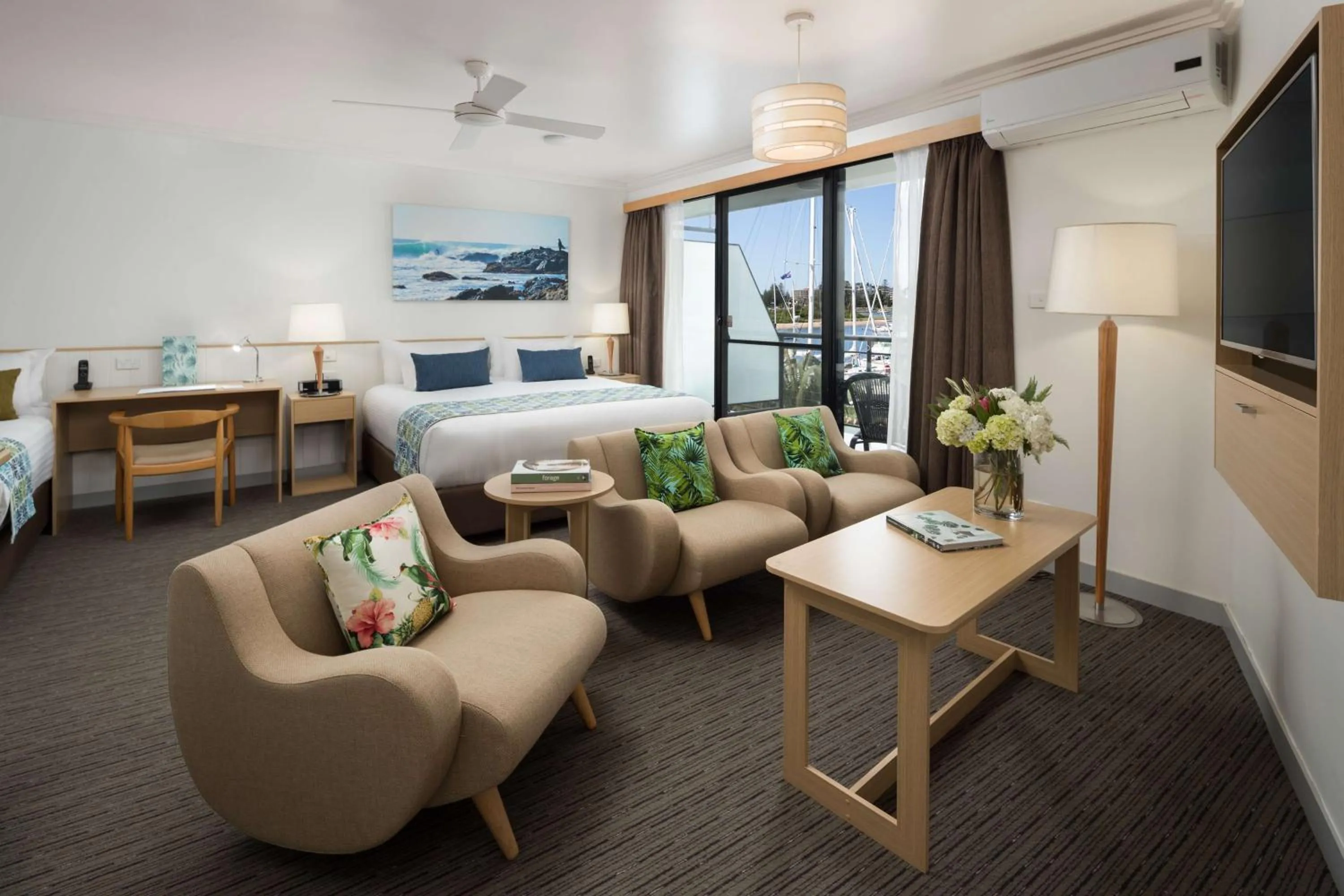 Living room, Bed in Sails Port Macquarie by Rydges
