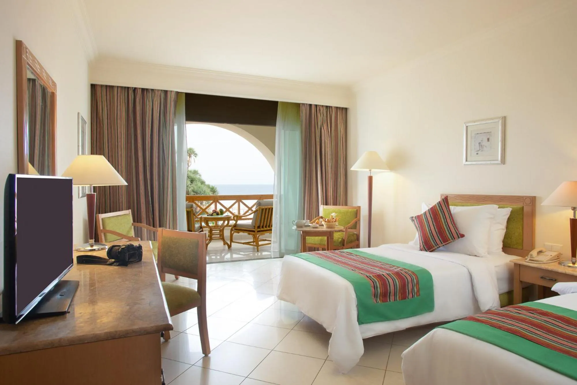View (from property/room), Bed in Movenpick Taba Resort & Spa