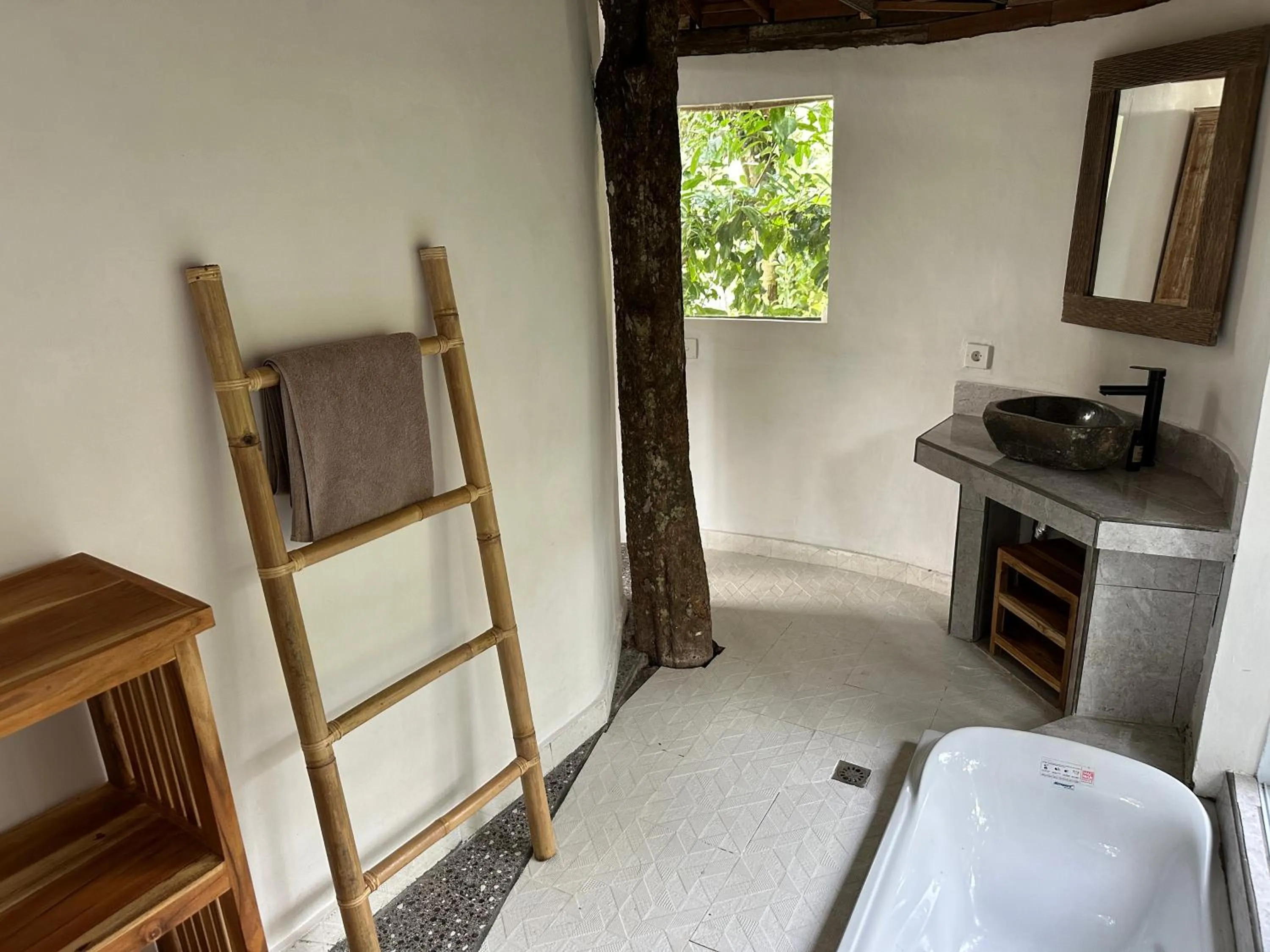 Bathroom, Bed in Tirta Asri Ubud Villa
