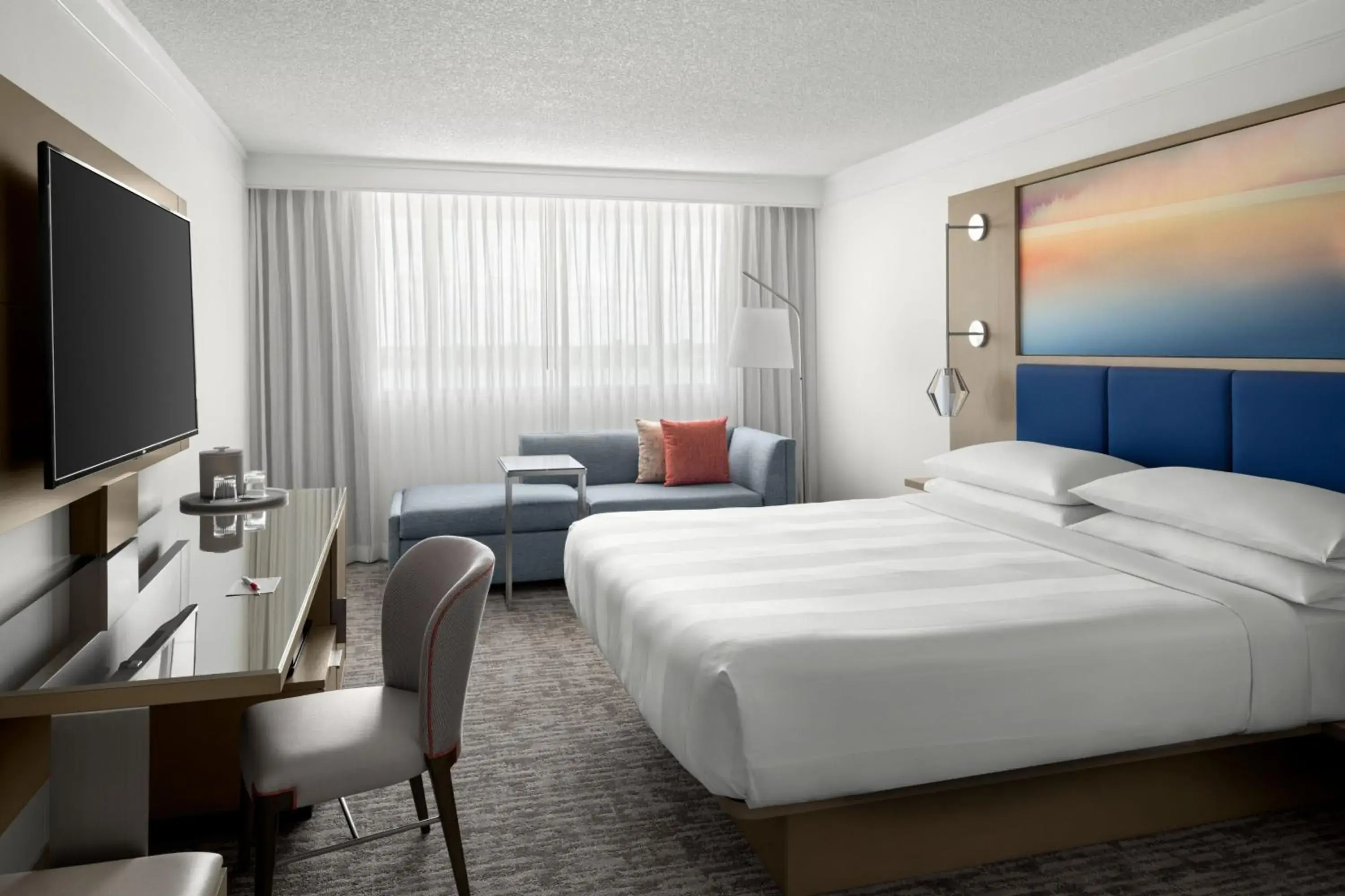 Newly Renovated King Room with Sofa Bed and Adapted Tub - Mobility and Hearing Accessible in West Palm Beach Marriott Newly Renovated King Room with Sofa Bed and Adapted Tub - Mobility and Hearing Accessible in West Palm Beach Marriott