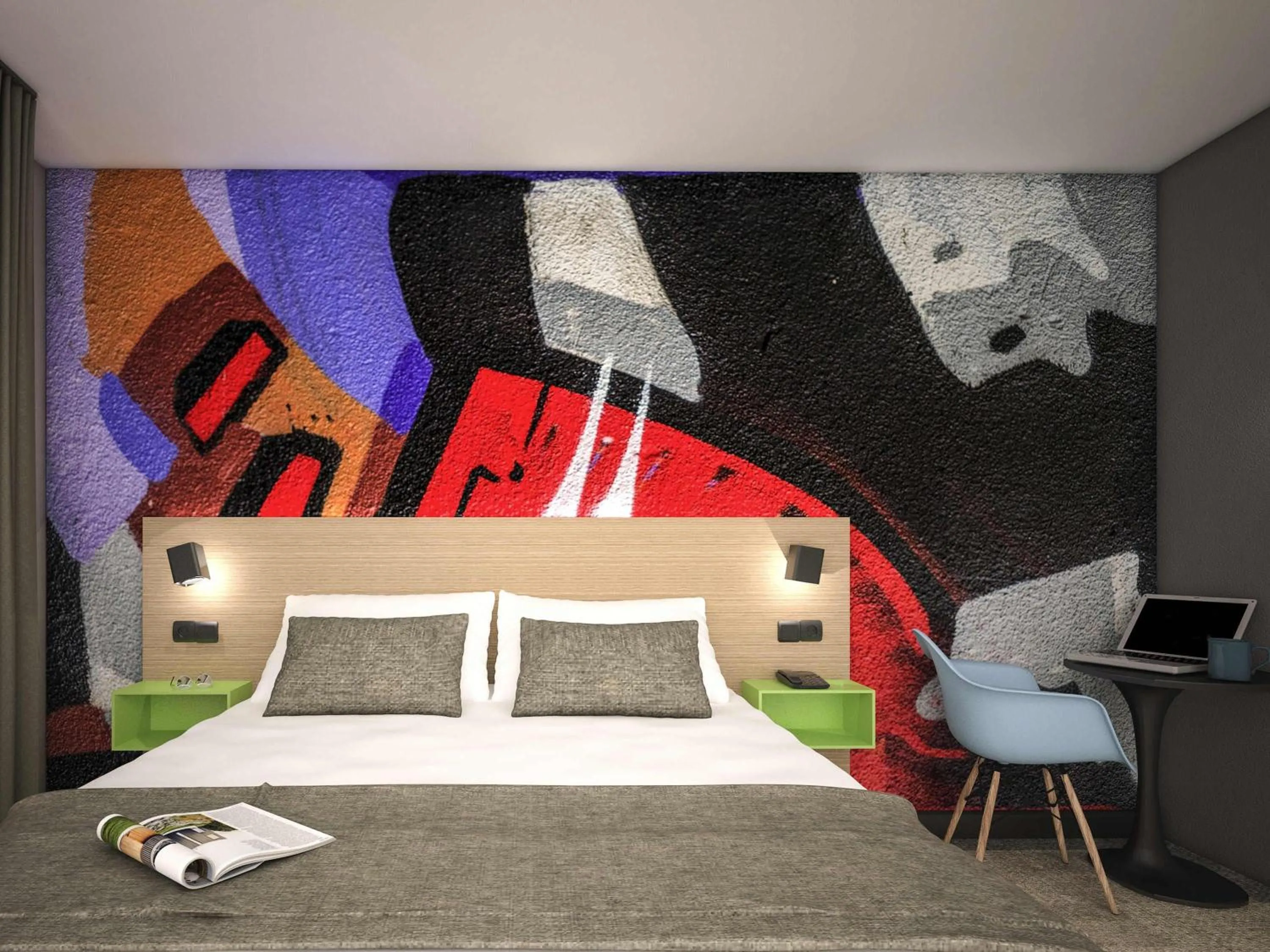 Bedroom, Bed in ibis Styles Clamart Gare Grand Paris