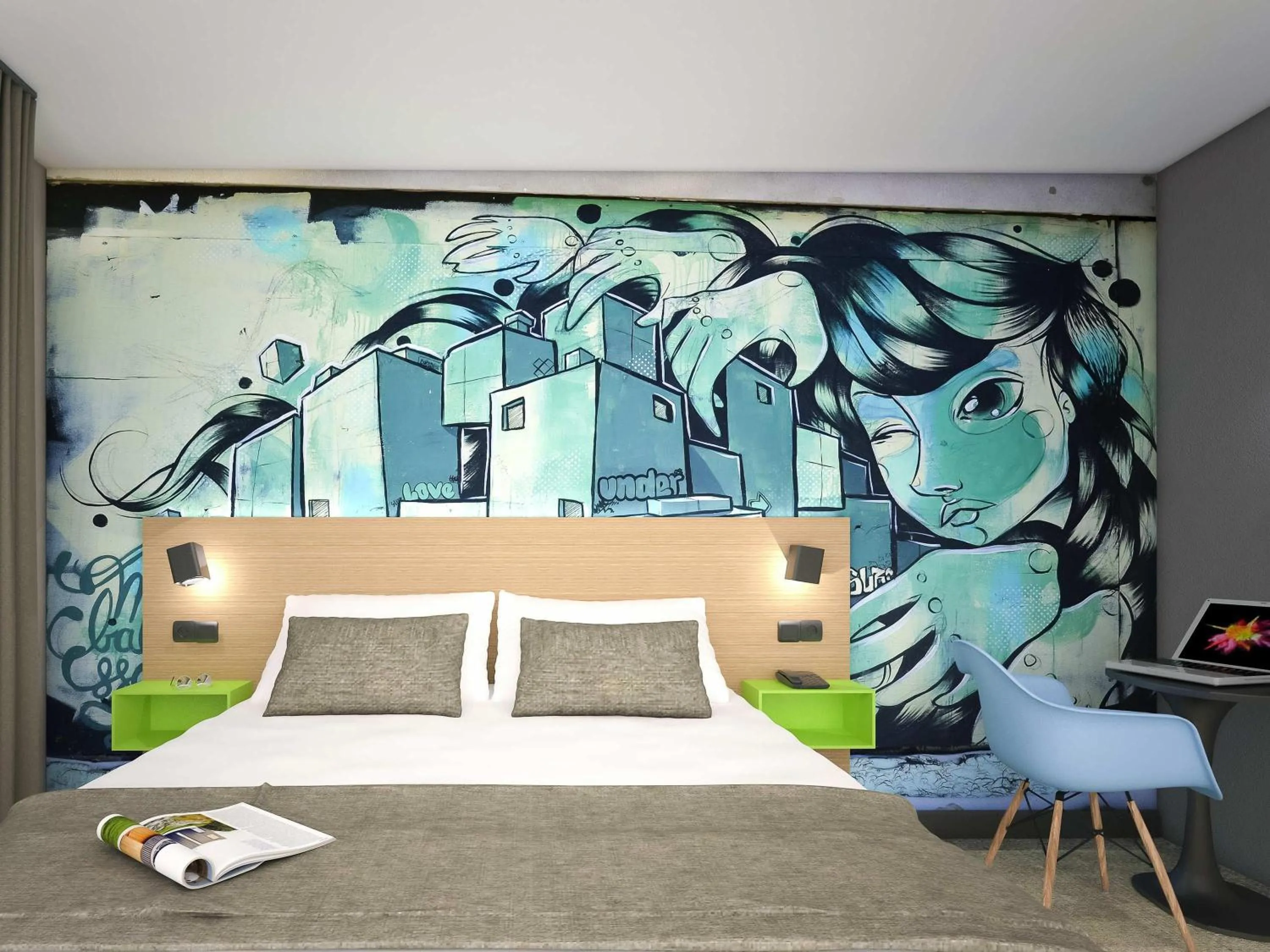 Bedroom, Bed in ibis Styles Clamart Gare Grand Paris