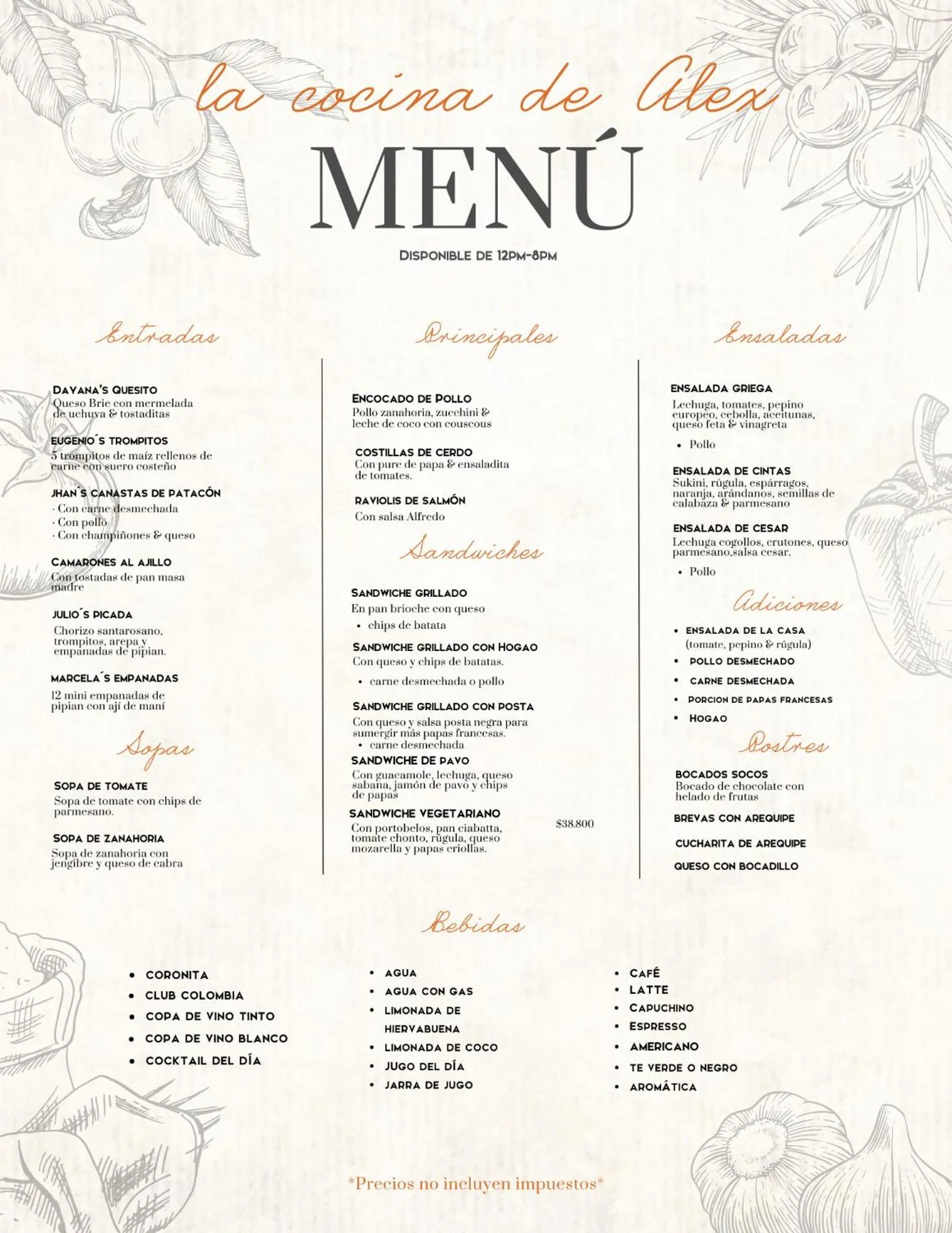 Food and drinks in Casa Legado