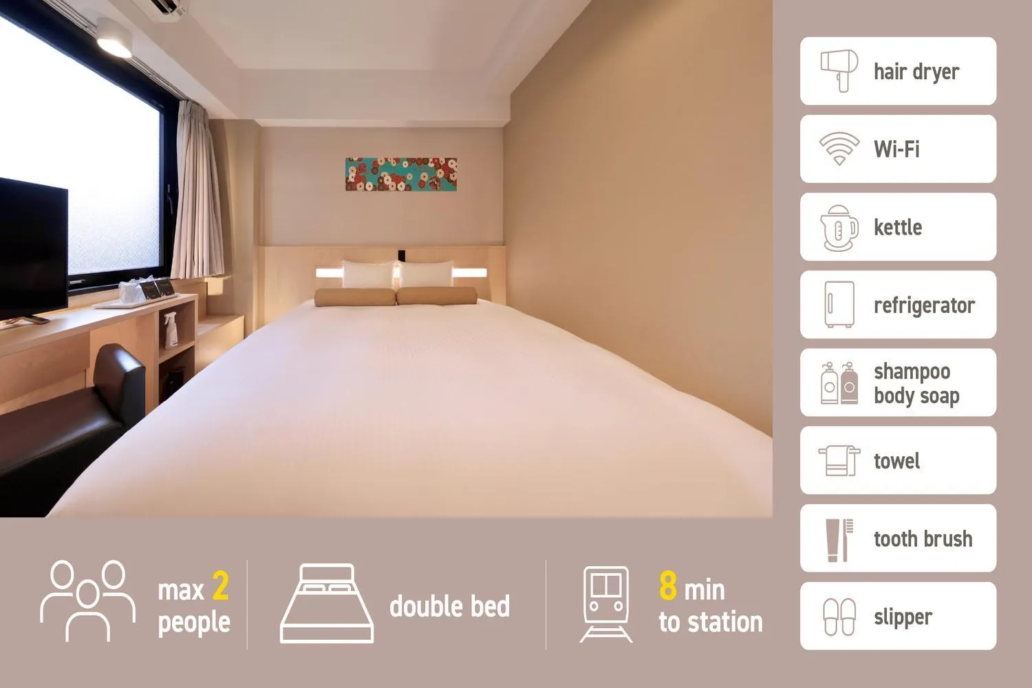 Bed in Shinsaibashi-Higashi Crystal Hotel